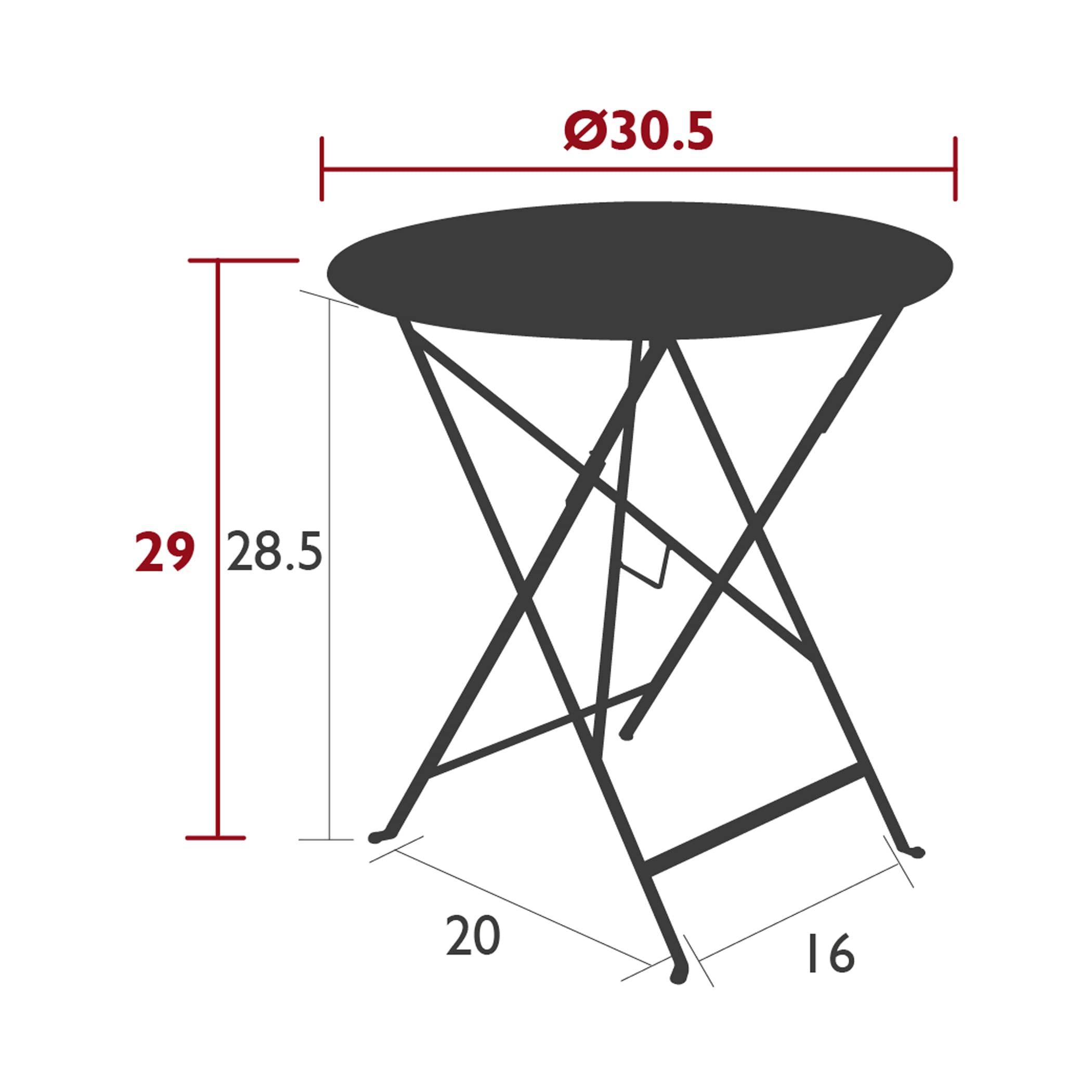 Bistro 30 Inch Round Folding Table with Steel Top & Umbrella Hole - Outdoor Patio Dining Set for Garden, Backyard, Picnic & BBQ - Weather-Resistant Willow Green Metal Table