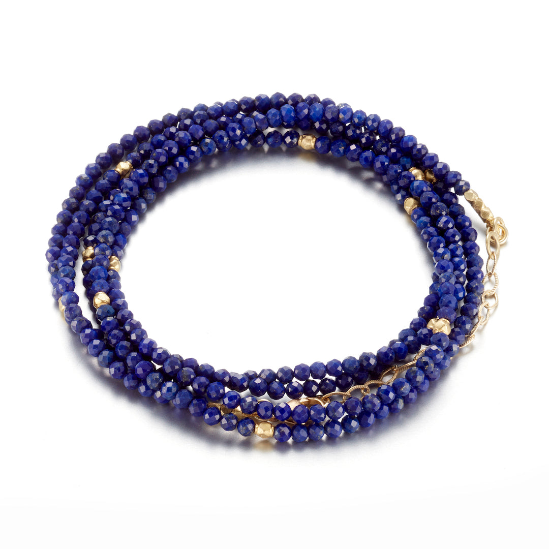 Lapis Lazuli Wrap Bead Bracelet for Women - Handmade Gemstone Jewelry for Boho Style & Everyday Wear