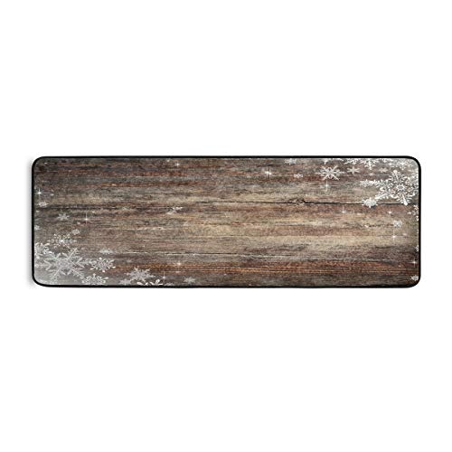 Snowflakes on Wooden Textur