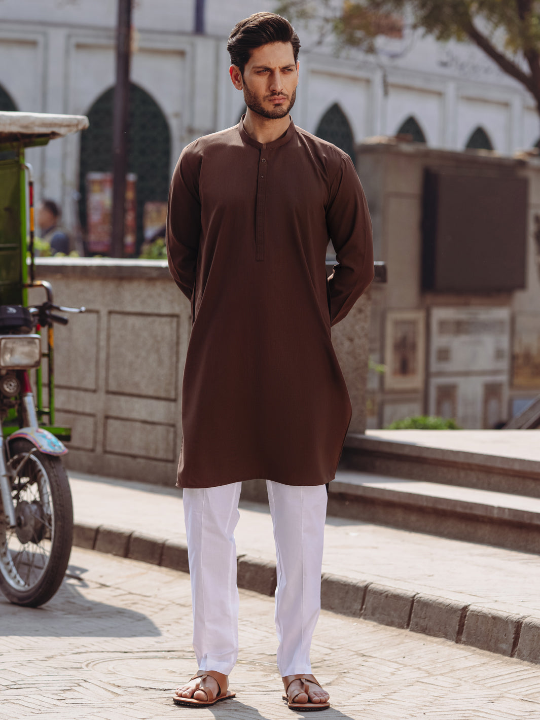 Stylish Blended Brown Kurta for Men & Women | Comfortable Cotton Ethnic Wear | Perfect for Festivals, Weddings & Casual Outings
