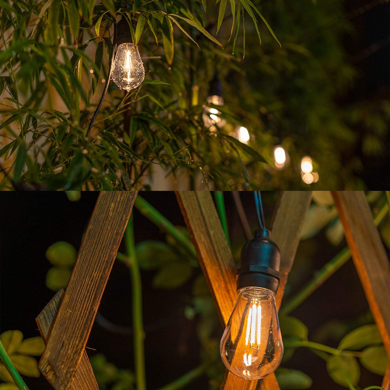 52Ft Dimmable LED Outdoor String Lights - Weatherproof Patio Lights for Garden, Backyard, Wedding & Party Decor (Warm White)