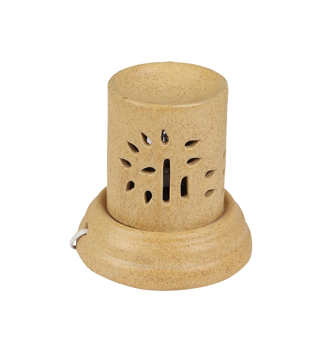 CEC Electric Aroma Diffuser - Round Small Cut Design Essential Oil Diffuser & Burner, Brown (1 Pack) - Perfect for Home, Office, Yoga & Spa Relaxation