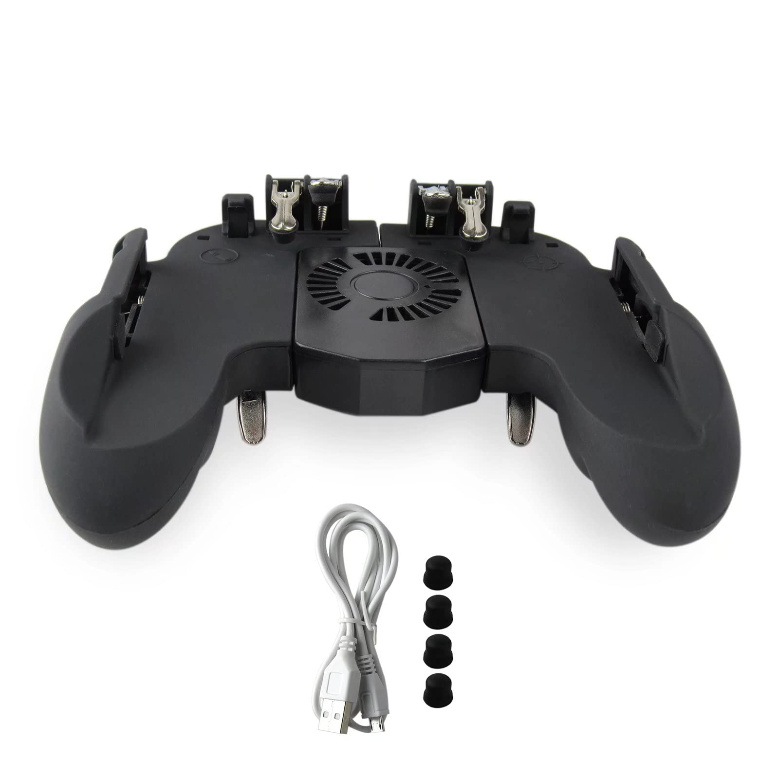 USonline911 6-Finger Mobile Gaming Controller for PUBG & Fortnite - Ergonomic Joystick Gamepad with Built-in Cooling Fan & Phone Holder | Perfect for Competitive Gaming on iPhone & Android Devices