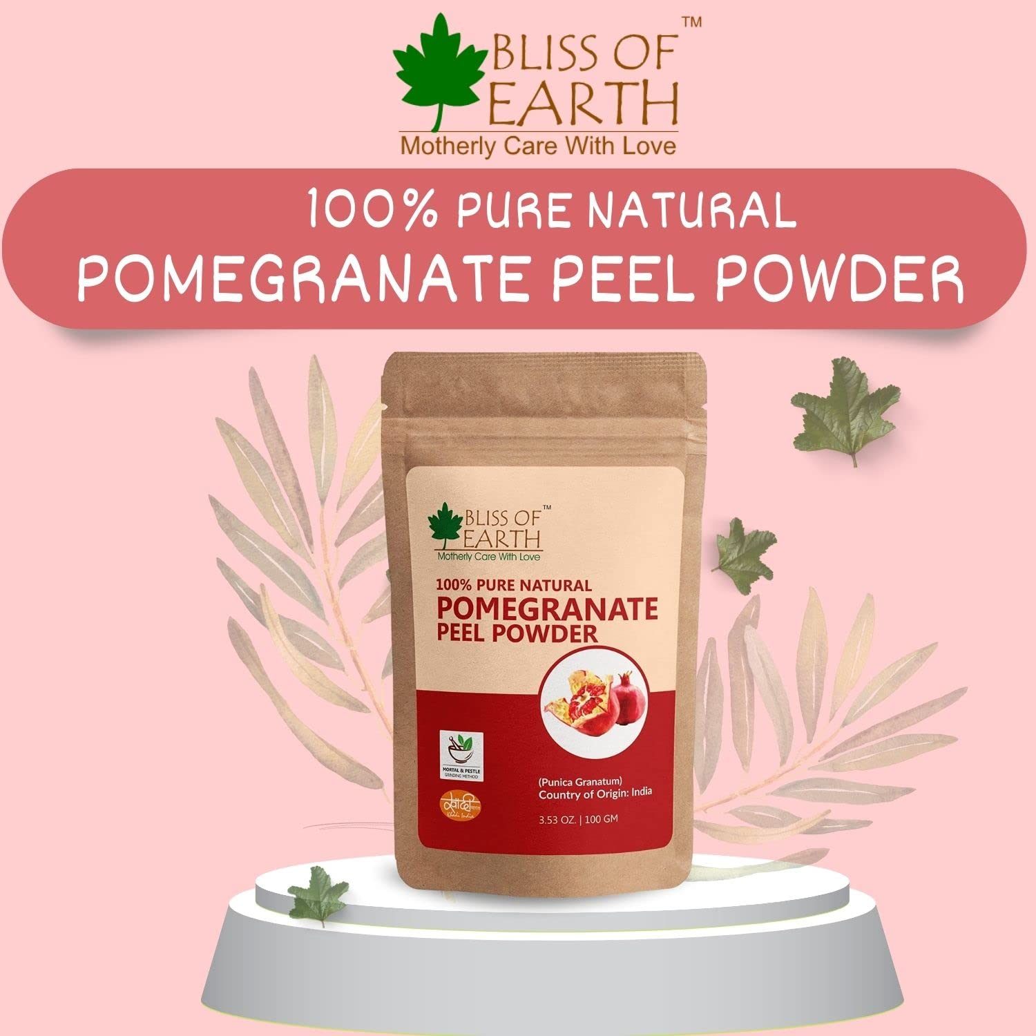 Bliss of Earth™ 100% Pure Natural Pomegranate Peel Powder (100g) - Acne Treatment, Wrinkle Remover, Sore Throat Relief | Anar Powder for Skin Care & Herbal Remedies | Perfect for DIY Face Masks & Natural Healing