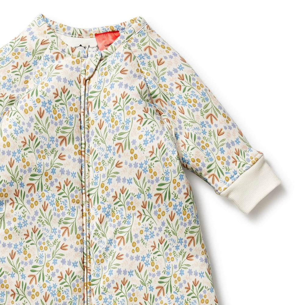 Organic Floral Long Sleeve Sleeping Bag 3.5 TOG for Babies - Soft & Breathable Cotton for Cozy Nursery Naps & Winter Nights
