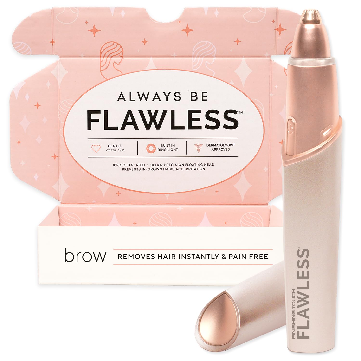 Finishing Touch Flawless Brows Eyebrow Hair Remover - Painless Electric Razor for Women & Girls - Precise Brow Shaping Tool for Salon-Quality Results at Home - Perfect for Daily Grooming & Travel