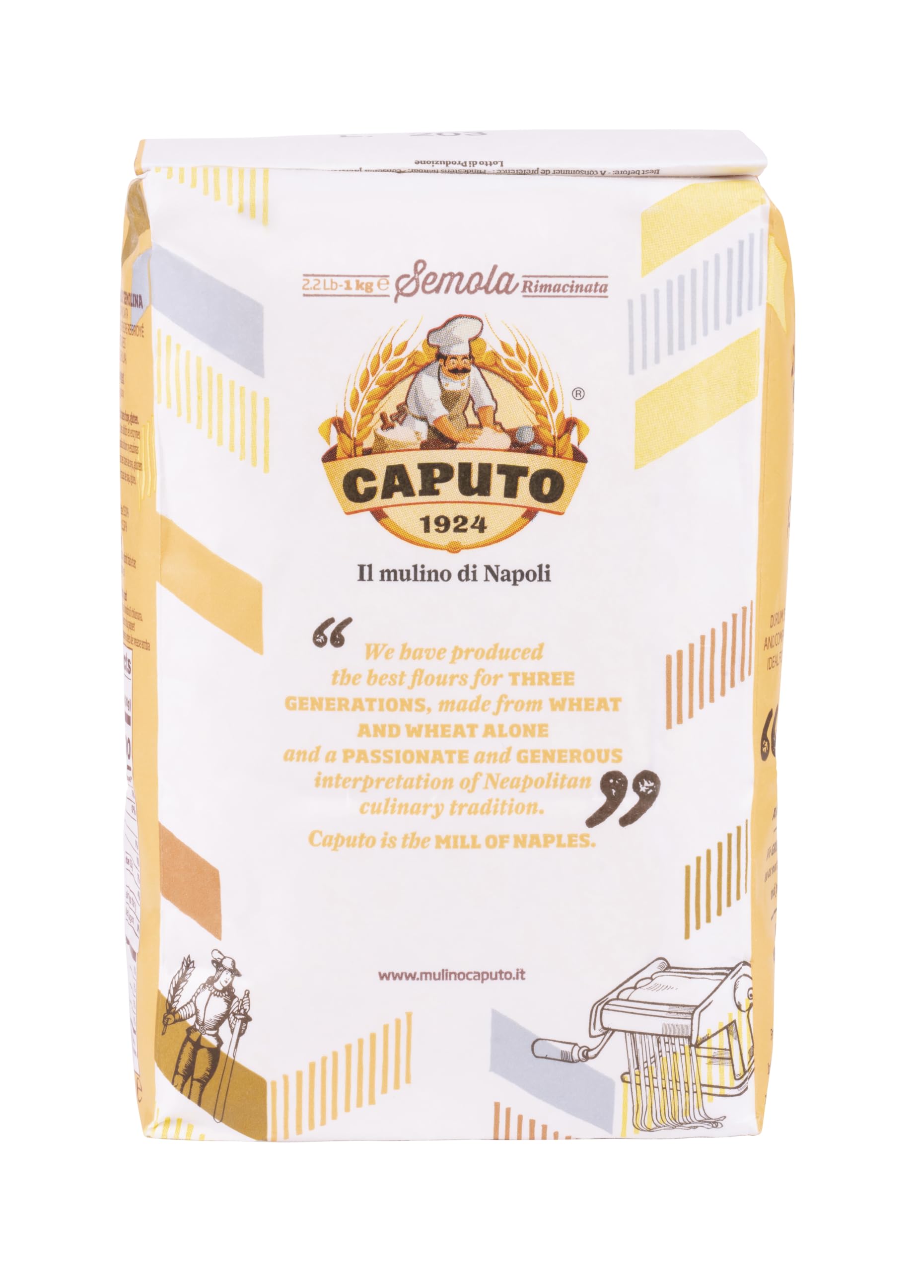 Premium Antimo Caputo Semola Di Grano Duro Rimacinata Semolina Flour 2.2LB (1kg) - 100% Natural Italian Pasta Flour for Authentic Homemade Pasta, Pizza Dough & Bread | Ideal for Fresh Pasta Making, Artisan Baking & Italian Cuisine