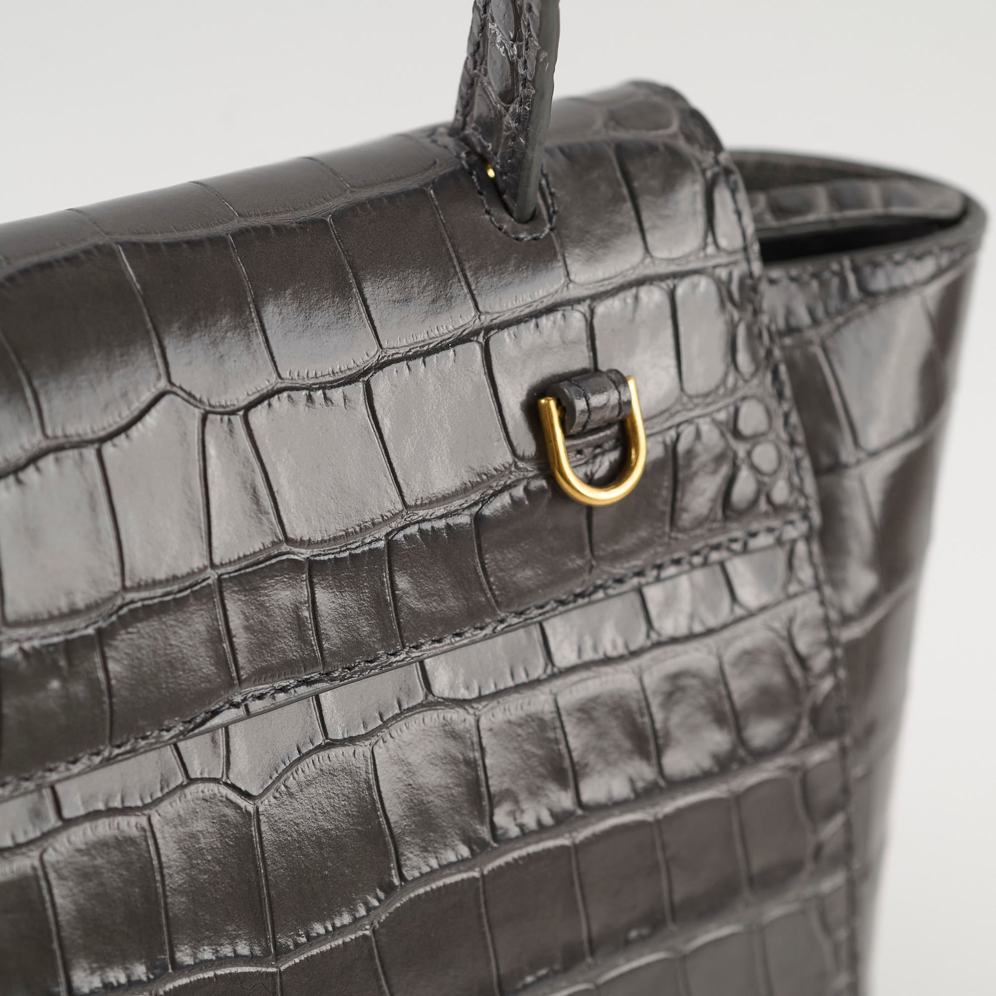 Celine Nano Belt Bag Crocodile Embossed Leather Crossbody Bag in Dark Grey | Luxury Designer Handbag for Women, Perfect for Work, Travel & Everyday Use