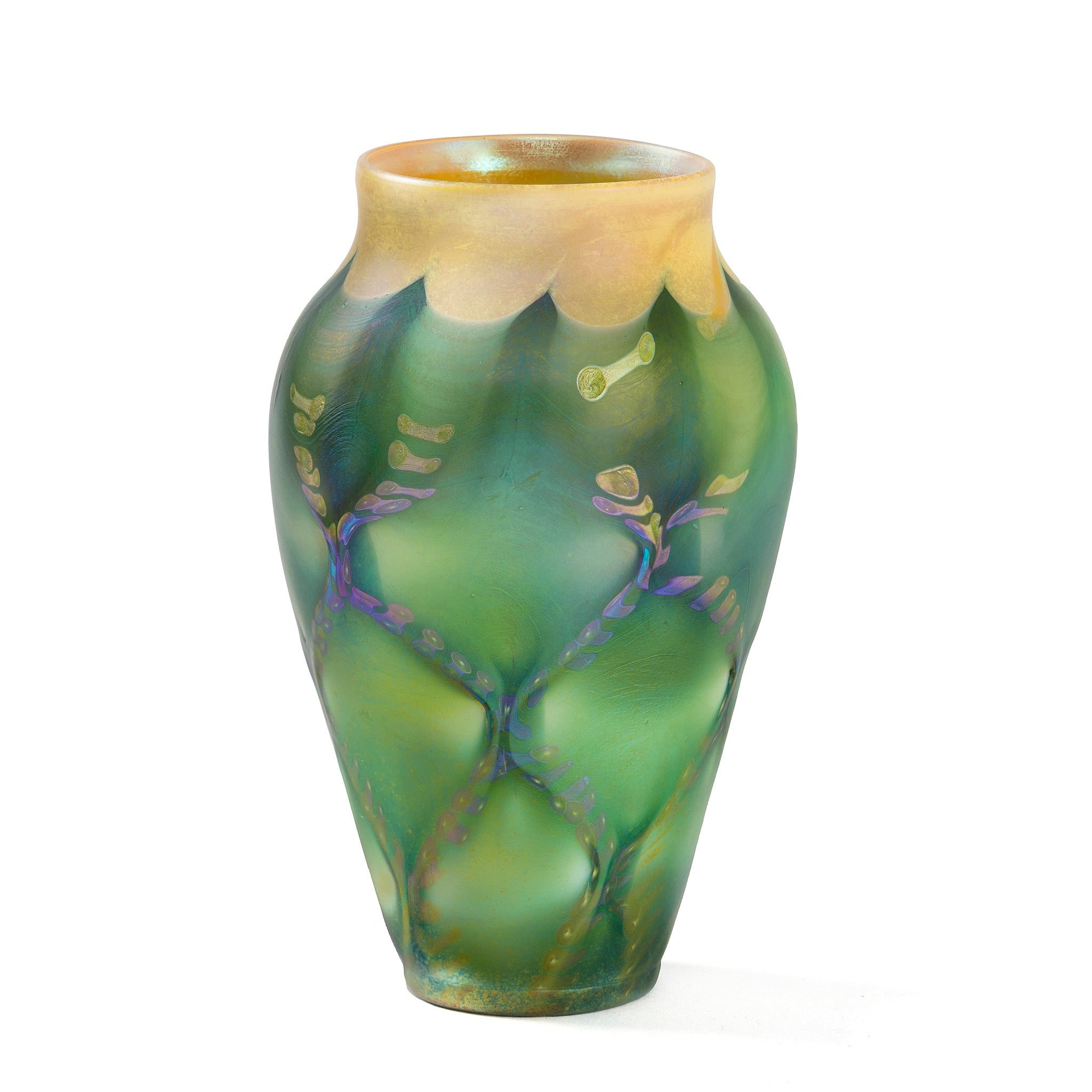Tiffany Studios New York Favrile Glass Vase - Handcrafted Art Nouveau Decor for Home & Office - Perfect for Floral Arrangements, Centerpieces & Luxury Gifts