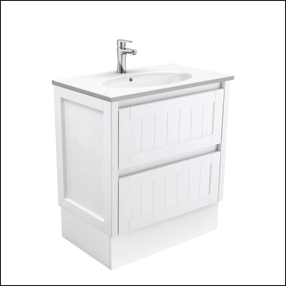 Fienza Rotondo Hampton 750mm White Vanity Unit with Kickboard - Modern Bathroom Sink Cabinet for Small Spaces, Special Order
