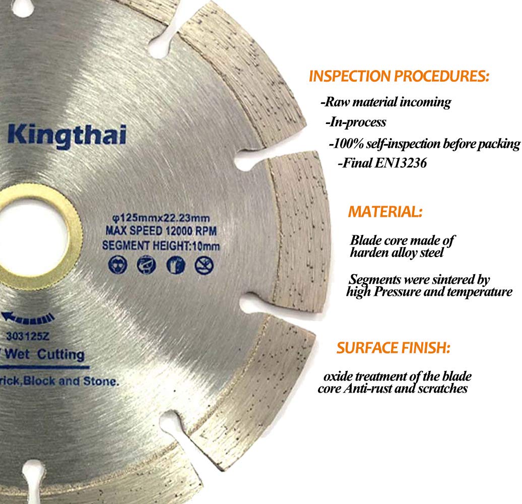5 Inch Wet/Dry Segmented Diamond Saw Blade for Concrete, Masonry, Brick, Tile - 7/8 Inch Arbor - Perfect for Cutting, Grinding & Demolition Projects