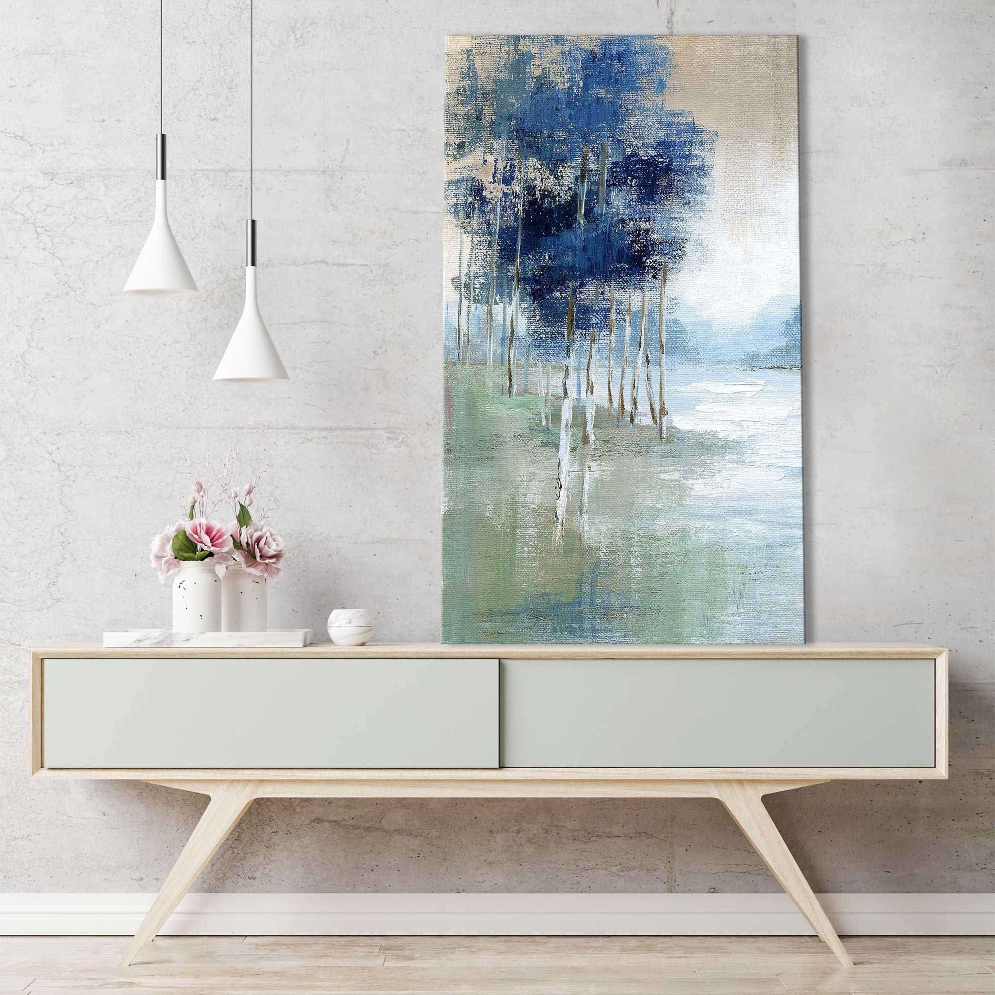 Birch River II Vertical Canvas Wall Art by Nan Print - Nature Landscape Painting for Living Room, Bedroom & Office Decor