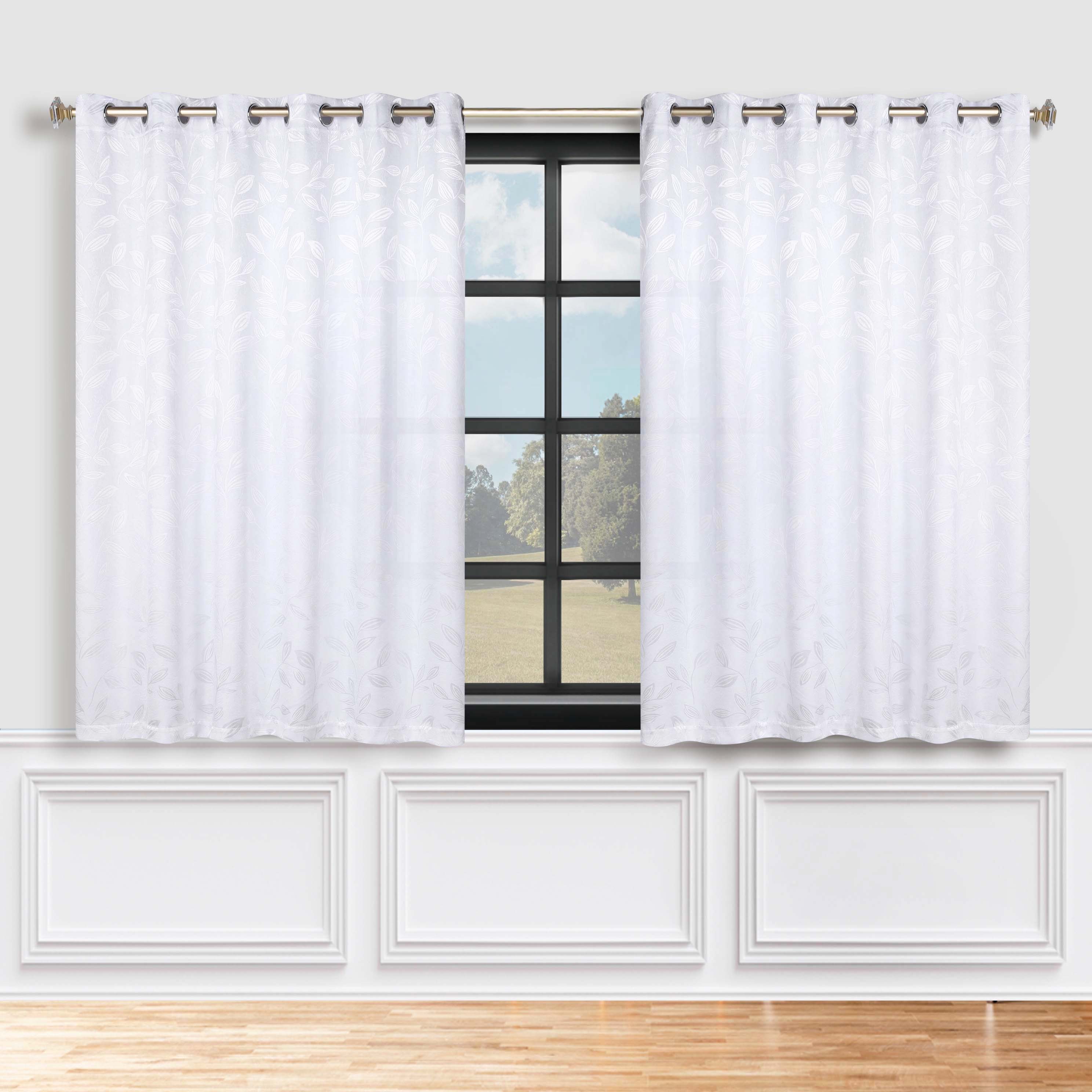 Leaves Grommet Blackout Curtains Set of 2 - Thermal Insulated Room Darkening Drapes for Bedroom & Living Room - Noise Reducing Window Treatment for Home Decor