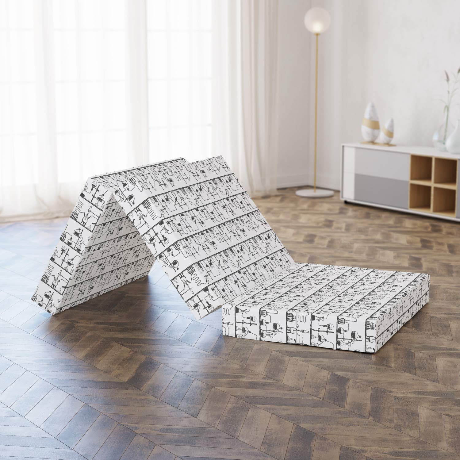 Ambesonne Chemistry Lab Design Foldable Mattress - 74.8