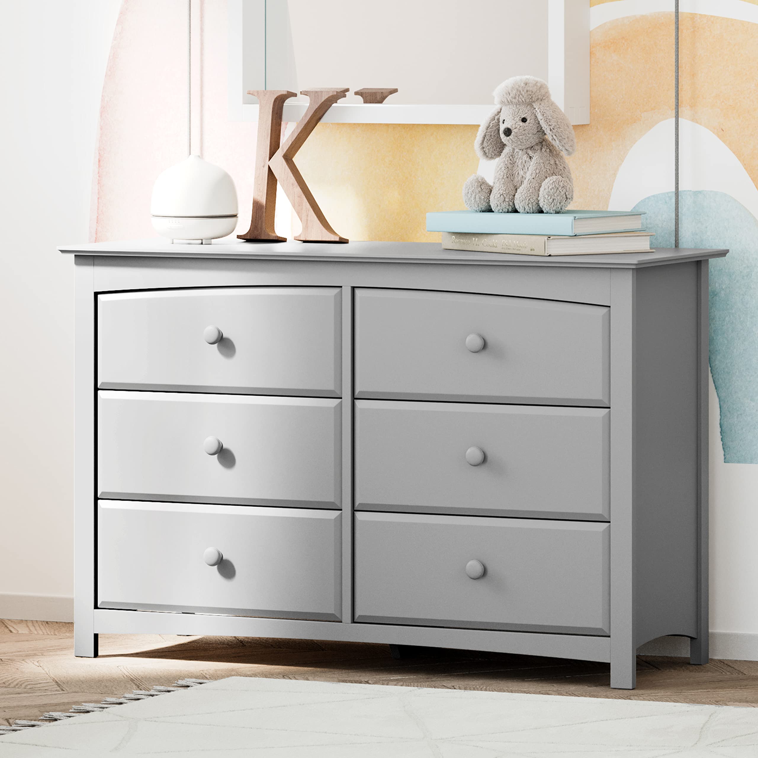 Storkcraft Kenton 6-Drawer Universal Dresser in Pebble Gray - Kids Bedroom Dresser, Nursery Storage Organizer, Children's Chest of Drawers with 6 Spacious Drawers | Perfect for Nursery Organization, Toddler Room Storage & Kids Bedroom Decor