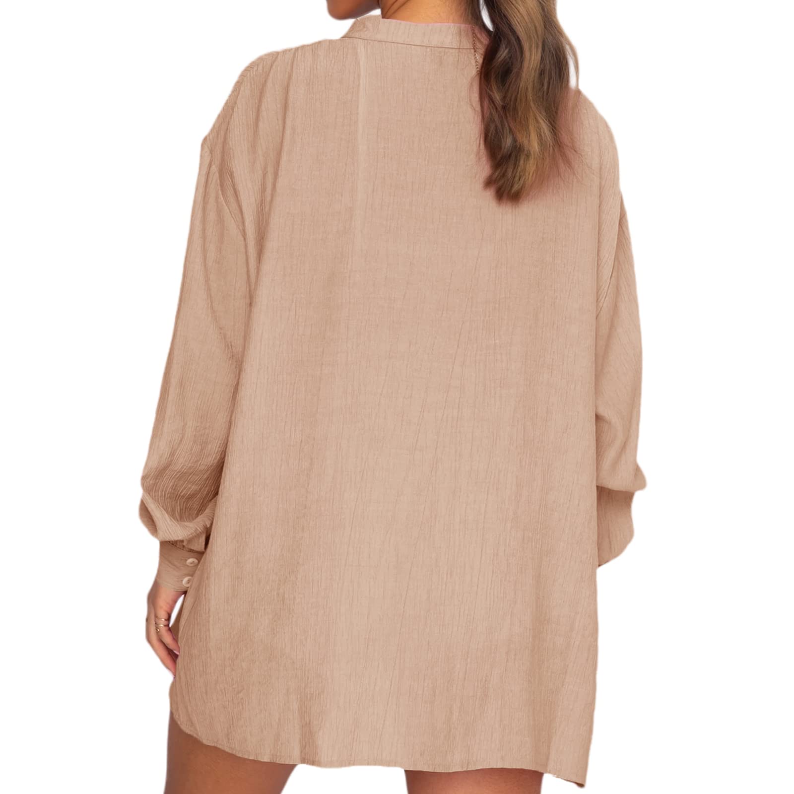 NUFIWI Women's Casual Two Piece Outfits Set - Oversized Long Sleeve Shirt & High Waist Shorts - Summer Tracksuit Loungewear for Home, Travel & Streetwear Fashion