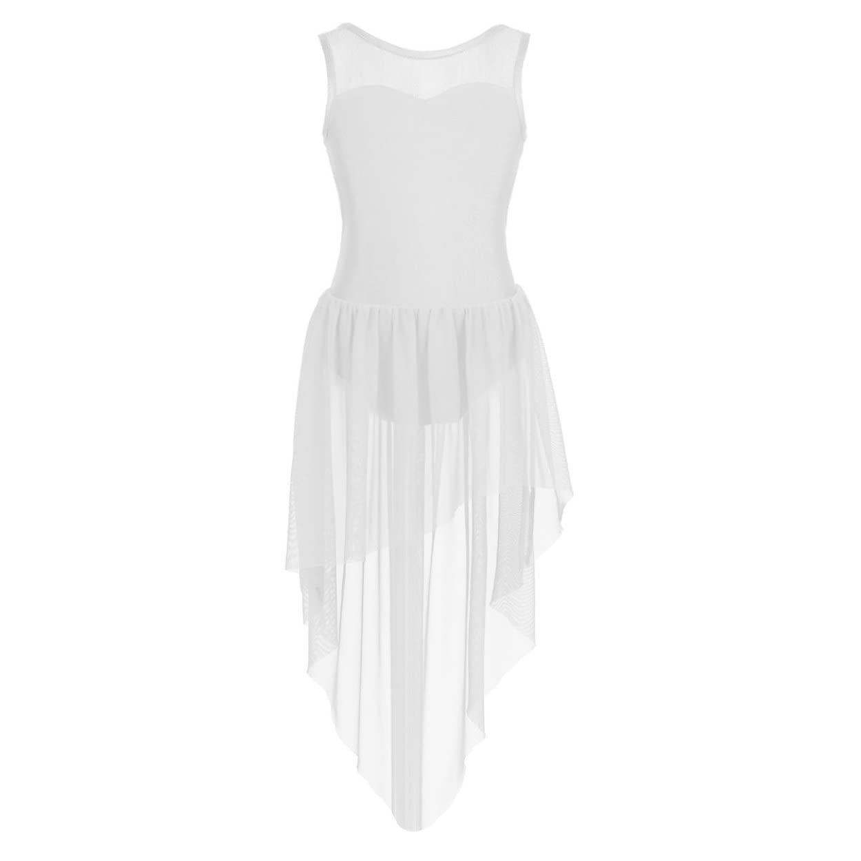 Girls Mesh Ballet Dance Dress - Sleeveless Lyrical Leotard with Skirt for Contemporary Modern Dance | Perfect for Gymnastics, Performances & Dance Classes
