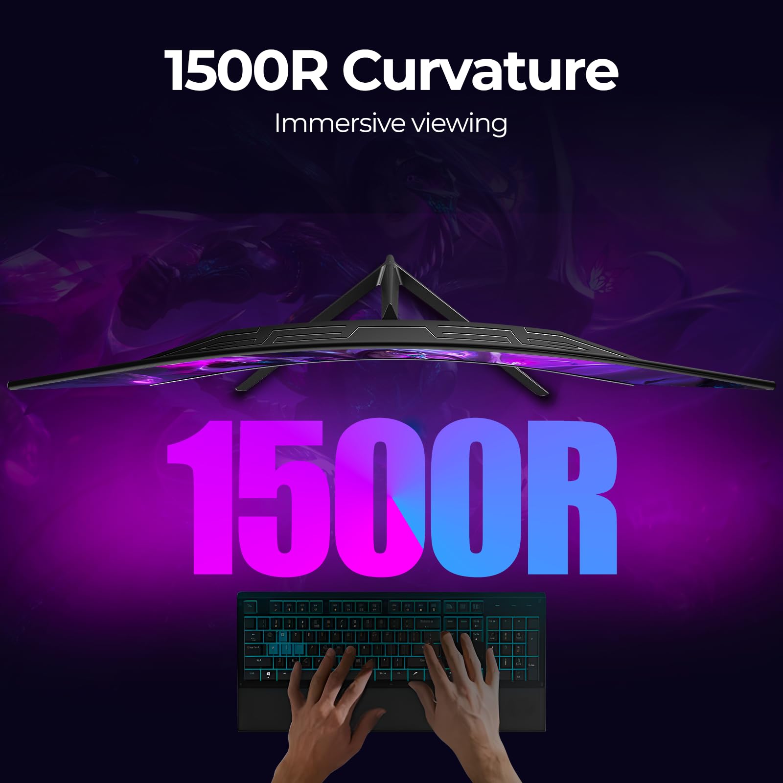 32 Inch Curved Gaming Monitor 144Hz/180Hz, QHD 2560x1440p 2K Resolution, 1500R Curvature, AMD FreeSync, DisplayPort & HDMI, VESA Wall Mountable - Perfect for Esports, Work & Home Entertainment