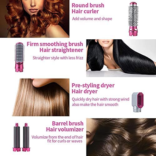 SHOPECOM 3 in 1 Multifunctional Hot Hair Brush with Hair Dryer & Curler - Volumizing Hair Straightener, Rotating Styling Brush, Blow Dry Diffuser for Smooth, Wavy or Curly Hair - Perfect for Home, Salon & Travel Use