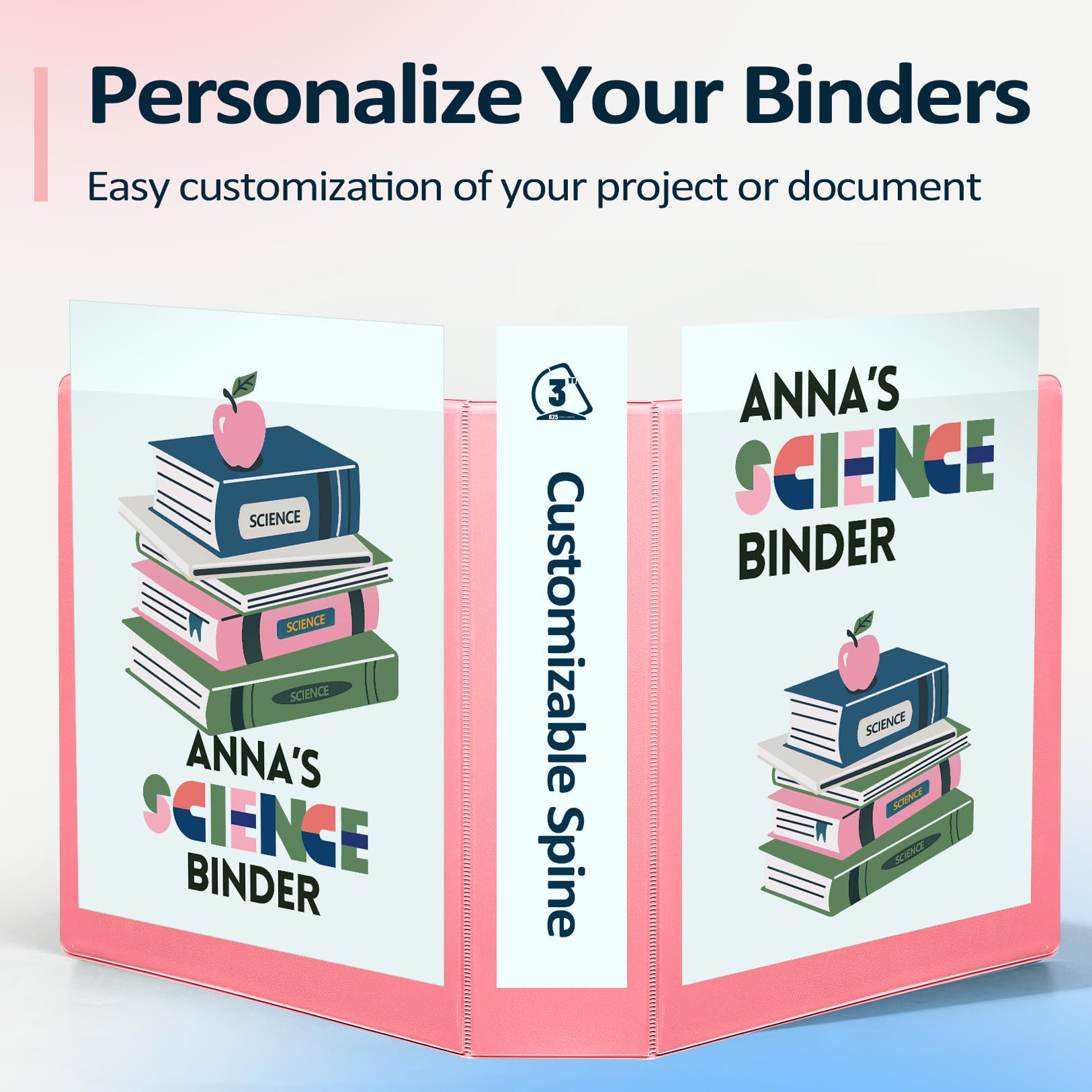Sooez BinderX Extra Durable 3 Inch 3-Ring Binder with D-Ring - Holds 670 Sheets of 8.5x11 Paper, Customizable View Cover & Inside Pockets - Heavy Duty School Binder for Students & Teachers - Perfect for Organizing Notes, Projects & Office Documents (Lavender)