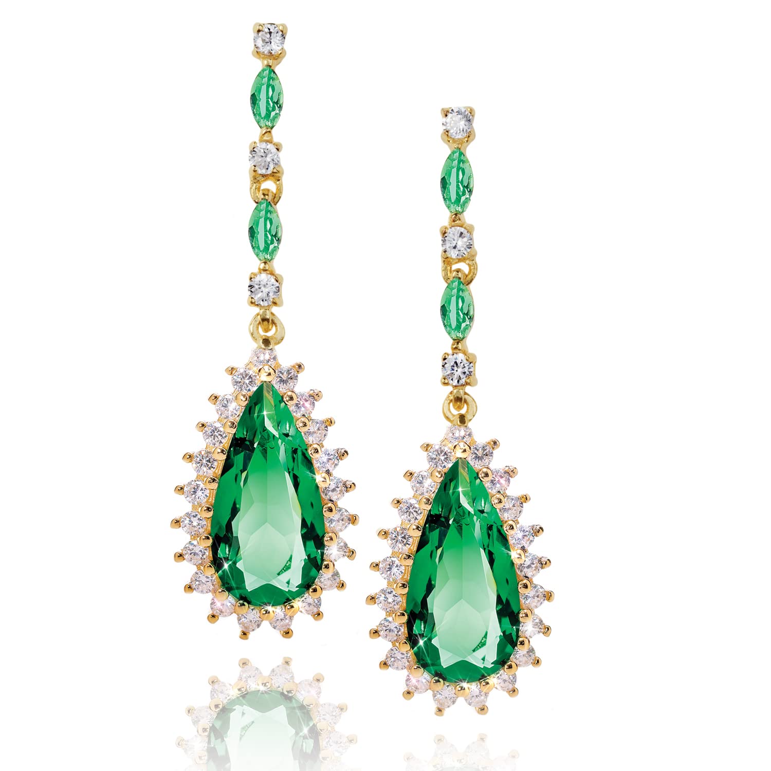 Stauer Women's Helenite Teardrop Earrings - Elegant Green Gemstone Dangle Earrings for Women | Perfect for Parties, Weddings & Special Occasions