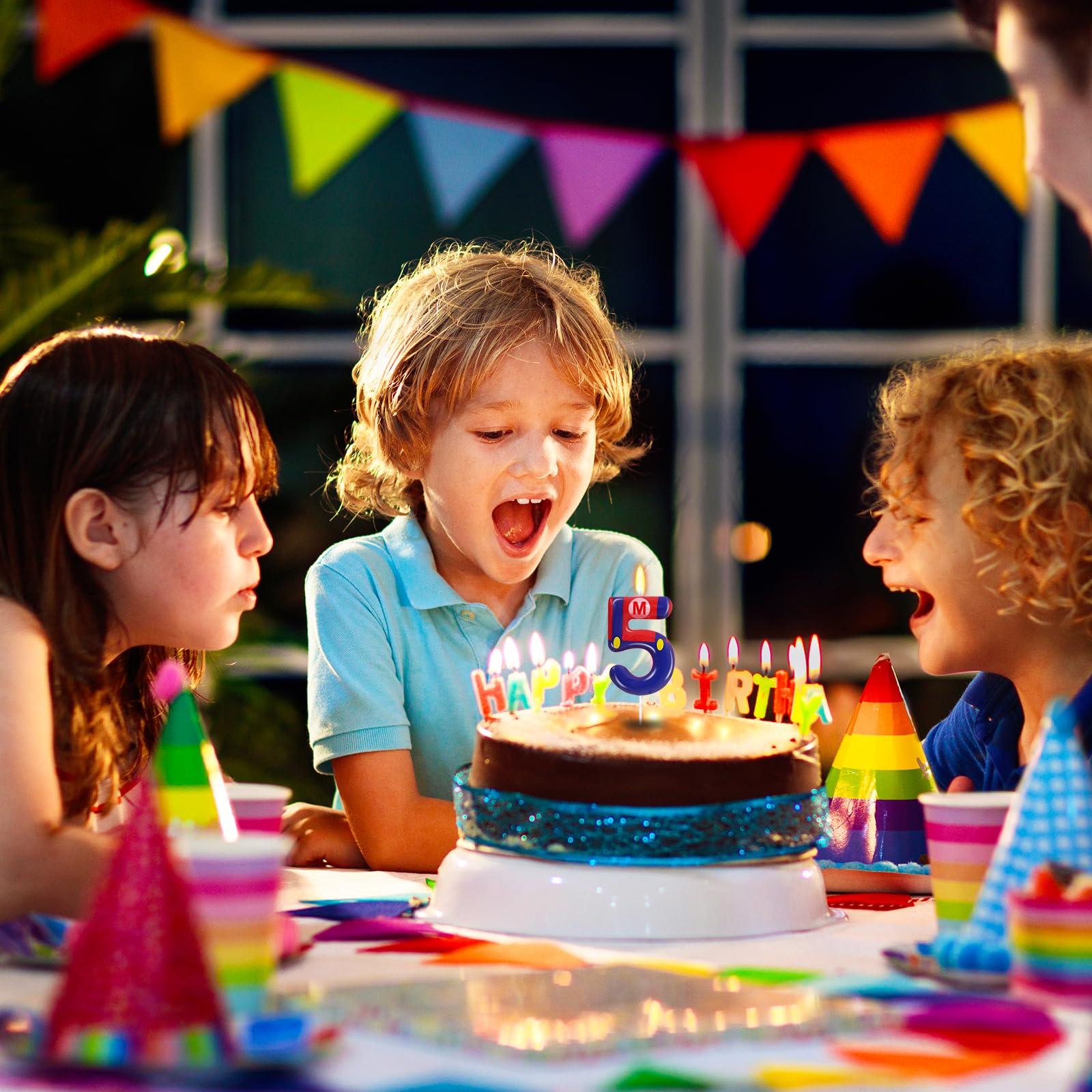 Blue & Red Number 5 Birthday Candle for Boys & Girls - Cartoon Game Themed Cake Topper & Party Decorations | Perfect for 5th Birthday Cakes, Kids Parties & Game-Themed Celebrations