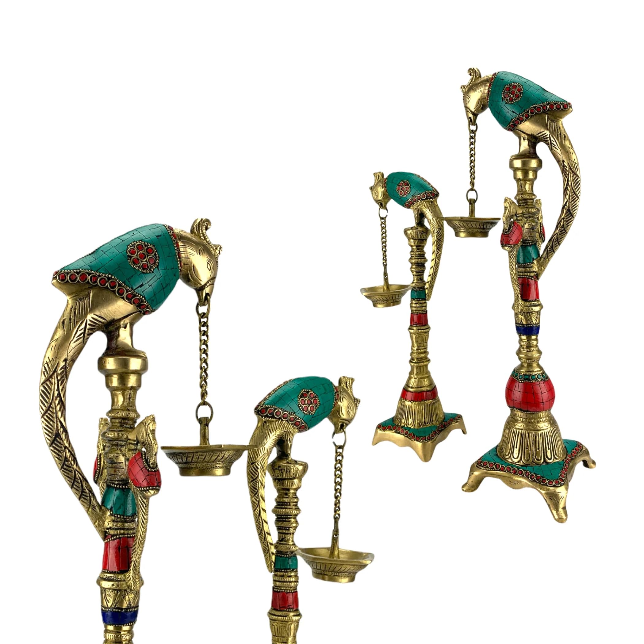 LOVENSPIRE Brass Parrot Wall Hanging Oil Lamp with Chain - Handcrafted Annam Hanging Diya for Home Temple, Office, Mandir Decor - Perfect for Diwali, Puja, Housewarming & Gift Giving - Creates Sacred Ambiance for Prayer & Meditation