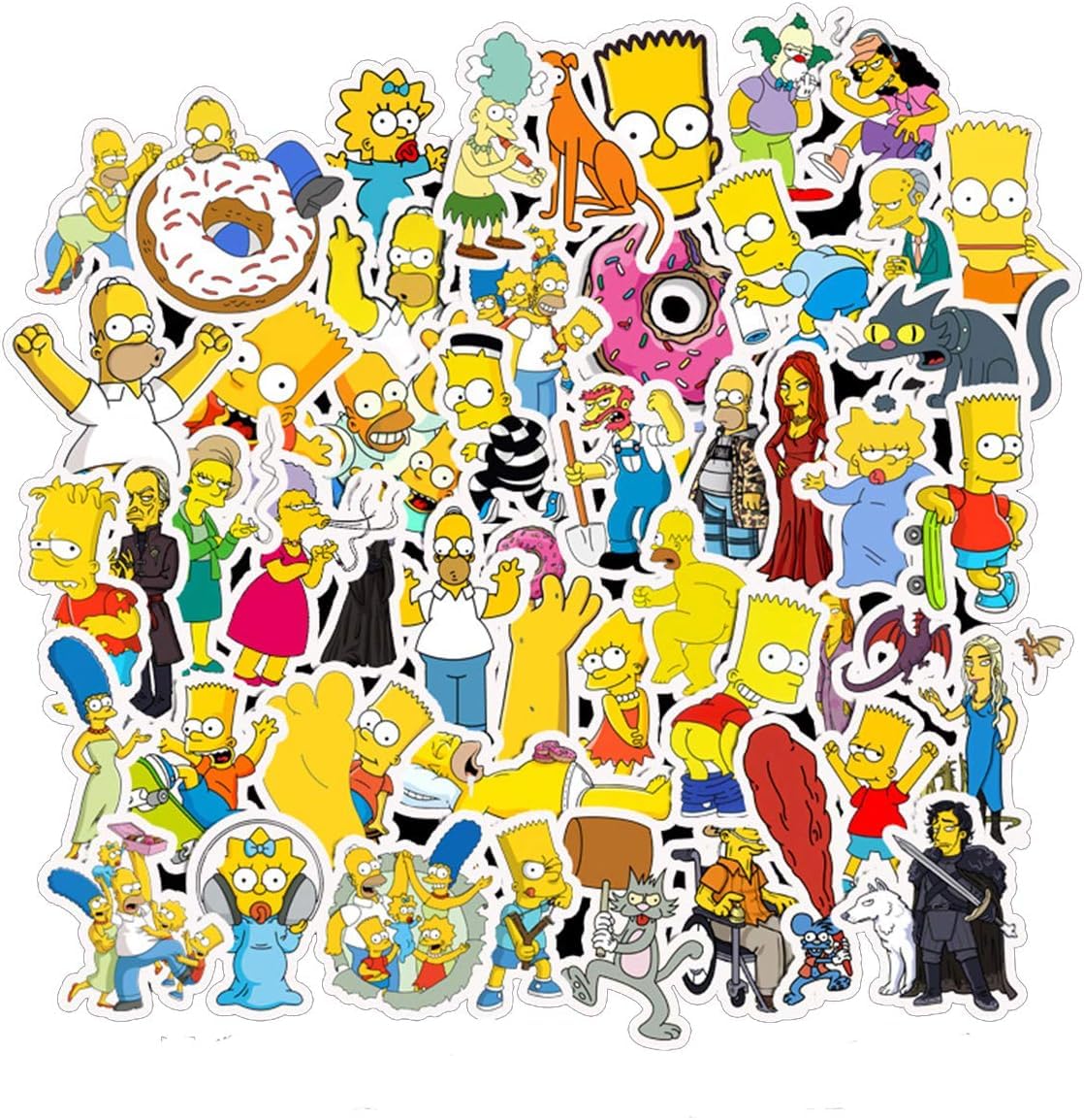 Simpson Family Stickers - Waterproof Decals for Laptop, Water Bottle, Luggage, Snowboard, Bicycle & Skateboard | Fun Aesthetic Vinyl Stickers for Kids, Teens & Adults | Perfect for School, Travel & Sports Gear Customization