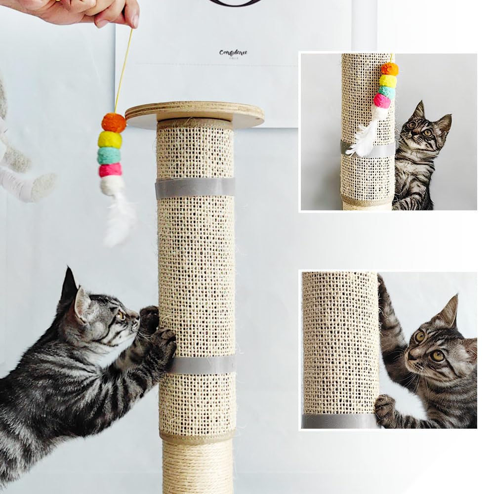 Premium Sisal Cat Scratch Pad & Nail File - 80 Grit Aluminum Oxide for Cat Scratcher Post or Tower | Protects Furniture & Trims Cat Nails | Perfect for Home, Office & Pet Grooming Stations