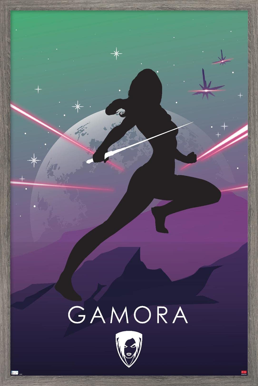 Trends International Marvel Gamora Heroic Silhouette Wall Poster - 14.725 x 22.375 Inches, Barnwood Framed Version - Perfect for Bedroom, Living Room & Office Decor