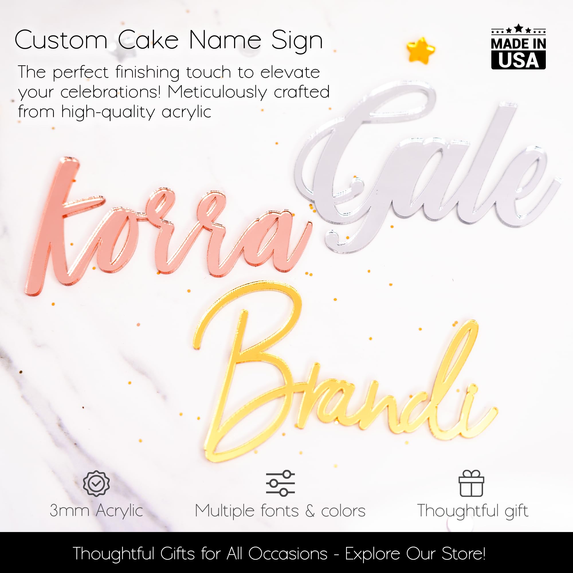 Custom Zodiac Sign & Personalized Acrylic Cake Topper | Wedding, Baby Shower & Birthday Cake Decoration | Elegant Cake Name Plaque with Letters for Party Dessert Display