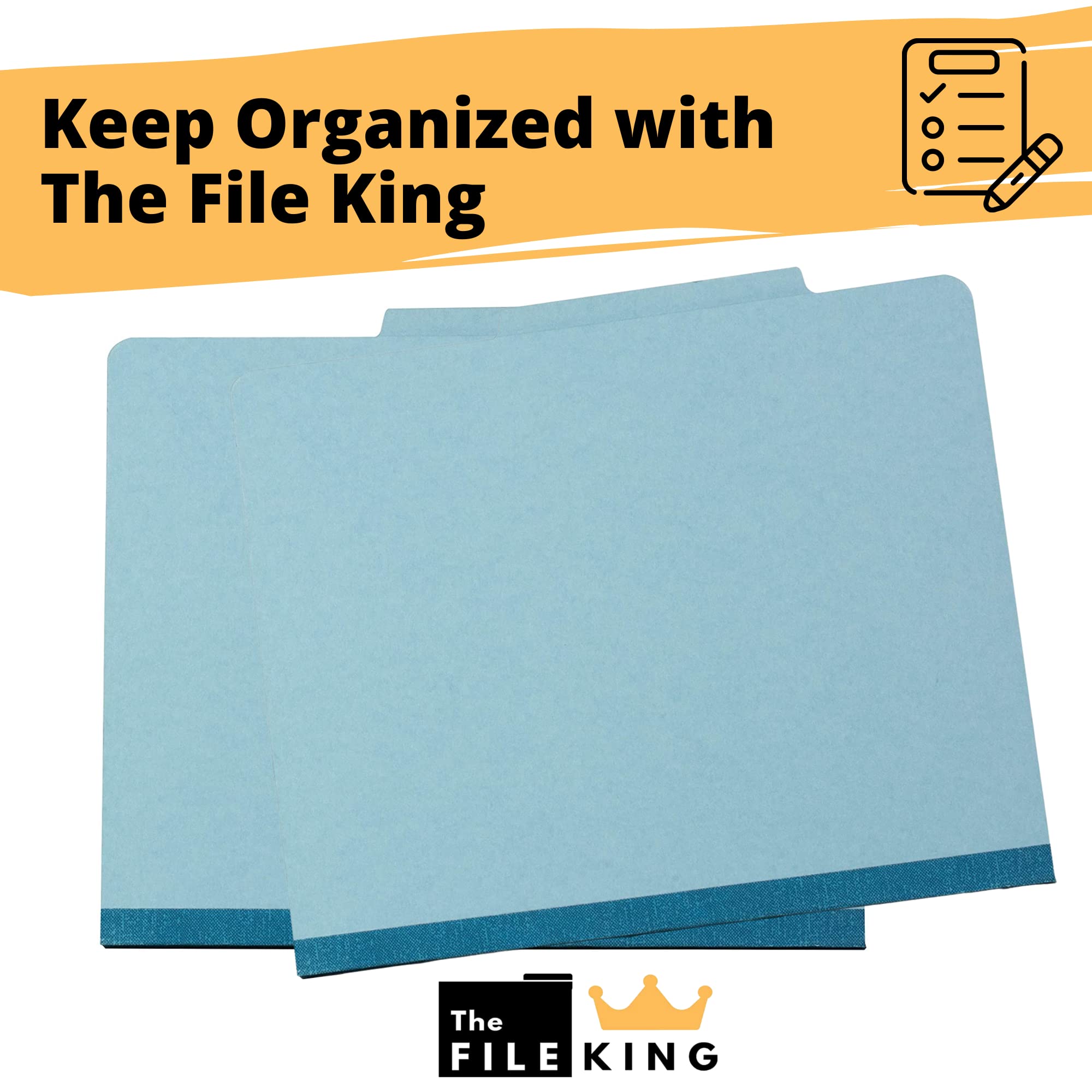 The File King 2-Inch Expansion Pressboard Classification Folders - 10 Pack, Letter Size, Pale Blue | 2 Dividers with Prongs | Made in USA | Perfect for Medical Records, Office Filing & Document Organization