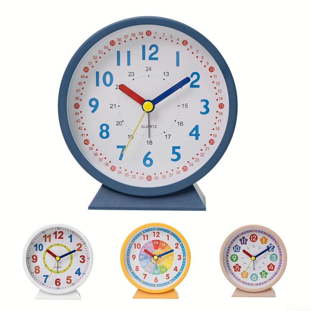 Colorful Kids Learning Clock - Silent Analog Wall Clock for Teaching Time to Children - Perfect for Classrooms, Bedrooms & Playrooms (Orange)