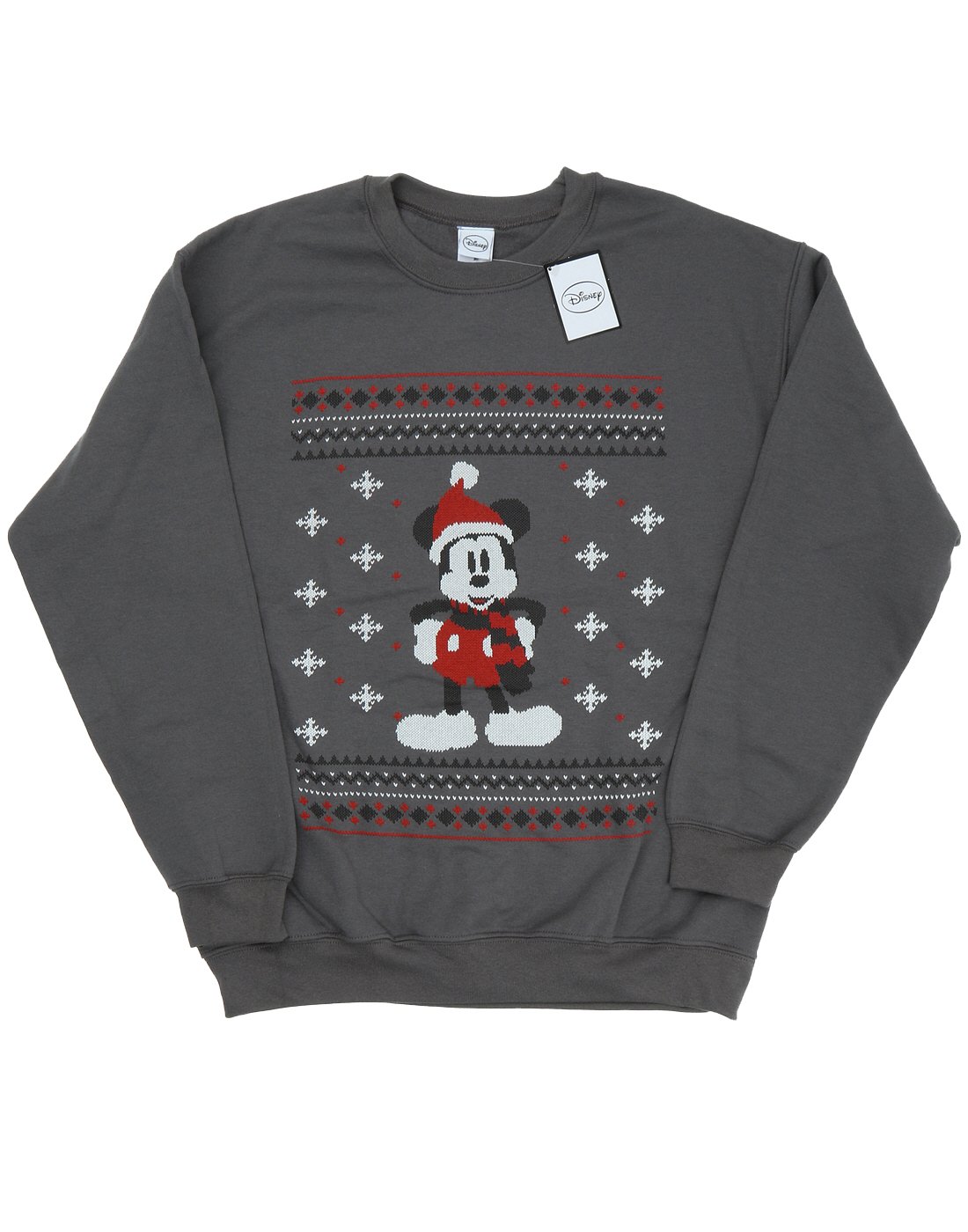 Disney Mickey Mouse Christmas Sweatshirt for Men - Large Size, Charcoal Grey - Cozy Holiday Gift & Winter Fashion for Christmas Parties & Family Gatherings