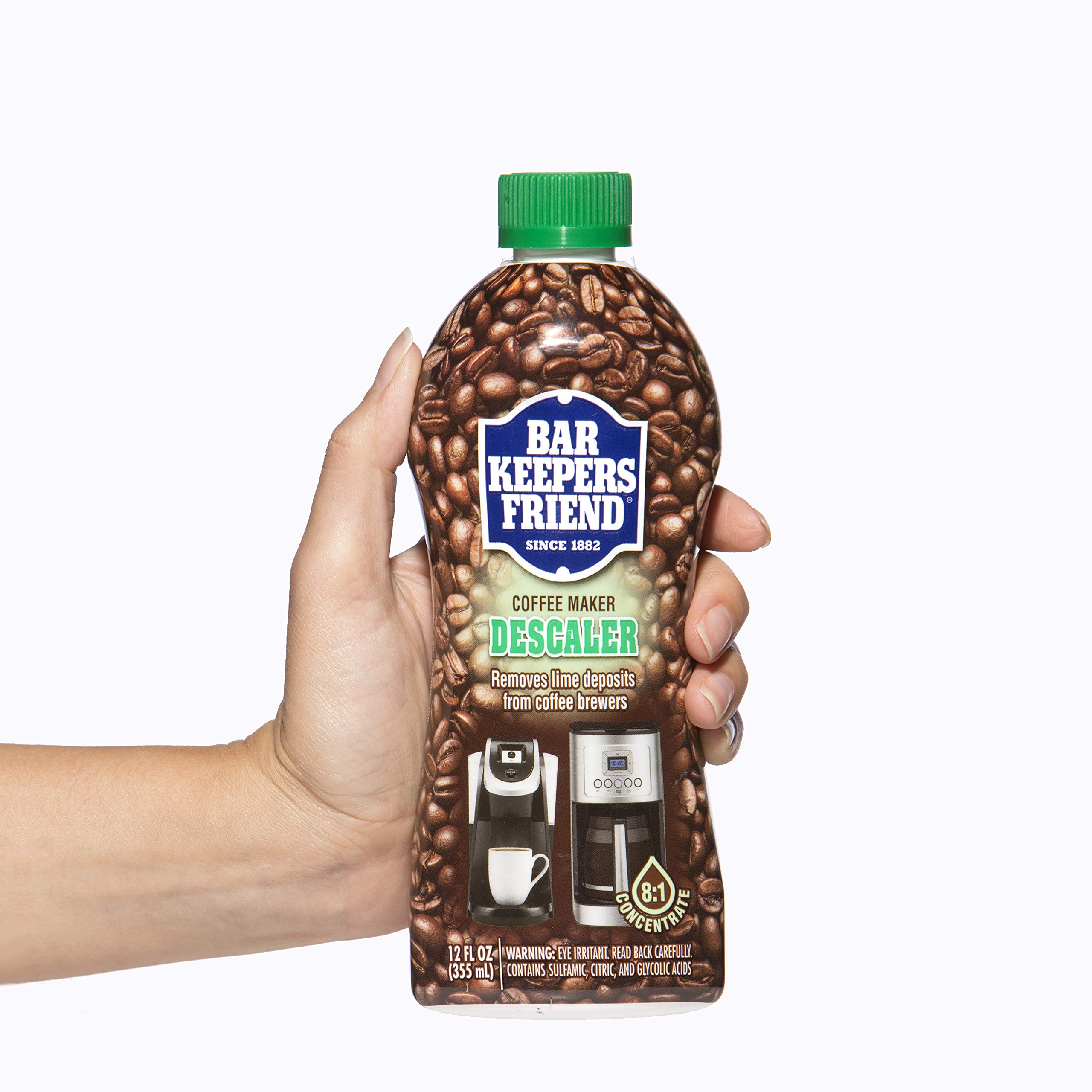 Bar Keepers Friend Coffee Maker Descaler (12 oz) - Removes Mineral Deposits & Limescale from Espresso, Drip & Single-Serve Coffee Machines - Perfect for Keurig, Nespresso & Automatic Coffee Makers - Keep Your Coffee Tasting Fresh & Extend Appliance Life