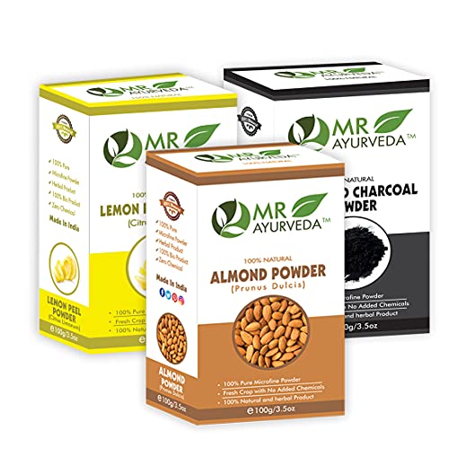 Almond Powder + Lemon Peel Powder + Activated Charcoal Powder