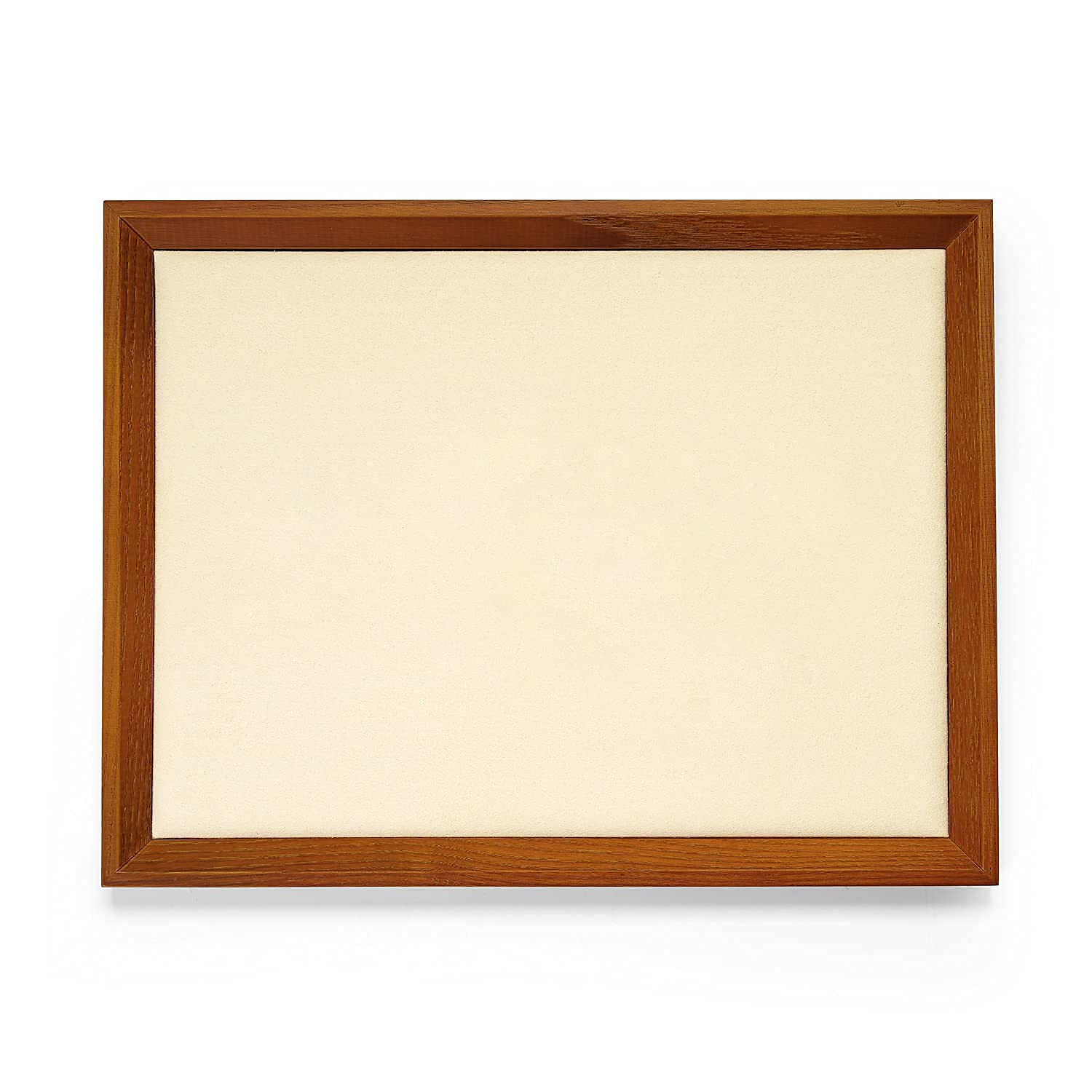 Oirlv Solid Wood Jewelry Tray - Large Rectangle Creamy-White Jewelry Organizer for Dresser, Nightstand or Vanity | Microfiber Lined Valet Tray & Catchall Plate for Rings, Watches, Earrings and Small Essentials