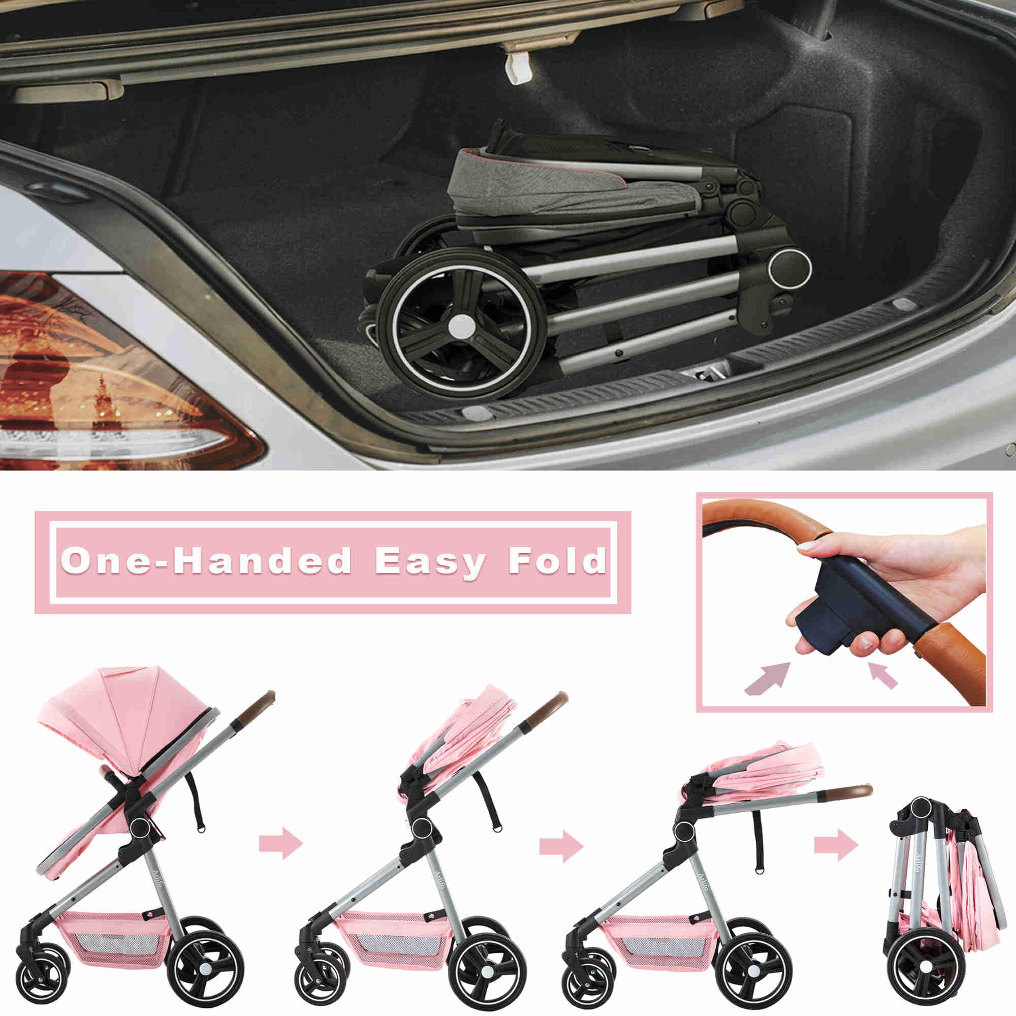 **2-in-1 Convertible Baby Stroller with Bassinet - Lightweight Foldable Travel Stroller for Newborn & Toddler (Girl & Boy) - Modern Pram Carriage for Shopping, Park & Travel**