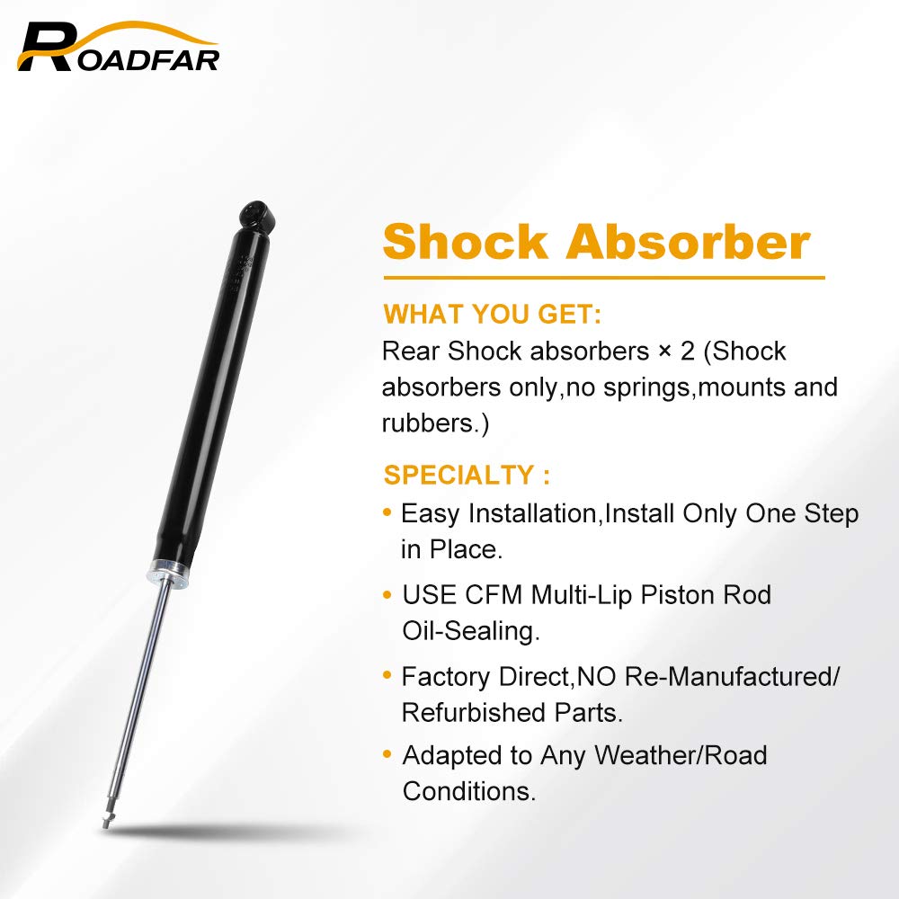 ROADFAR 2-Piece Rear Strut Shocks Absorbers Compatible with 2012-2017 Ford Focus - Replacement Suspension Parts for Smoother Ride & Enhanced Vehicle Stability | Perfect for Daily Commuting, Road Trips & Rough Terrain Driving