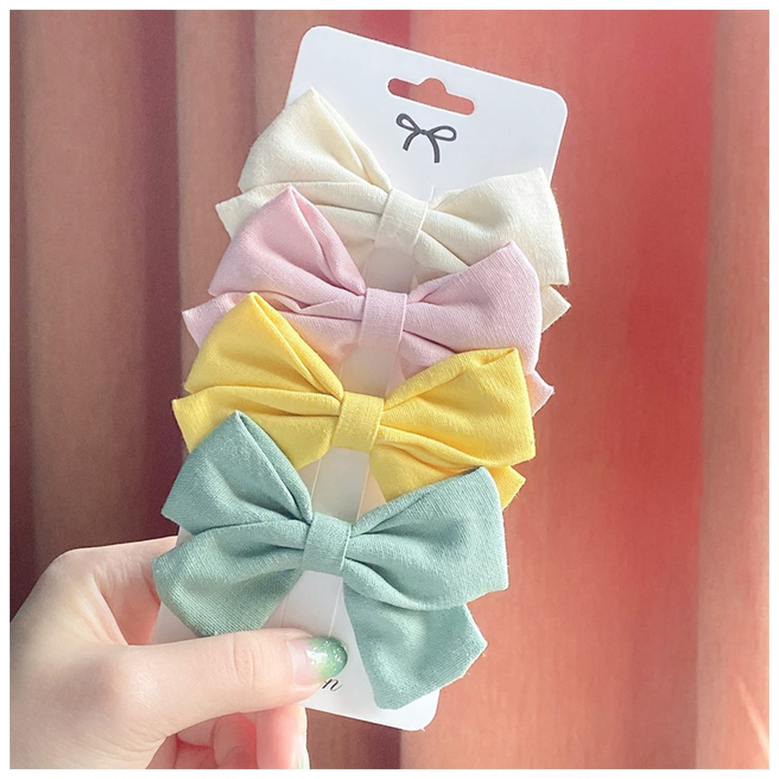 KEYVOR 4Pcs Cute Bowknot Hair Clips for Girls - Handmade Solid Hair Barrettes, Headbands & Hair Accessories (Size 7) - Perfect for School, Parties & Everyday Hairstyles