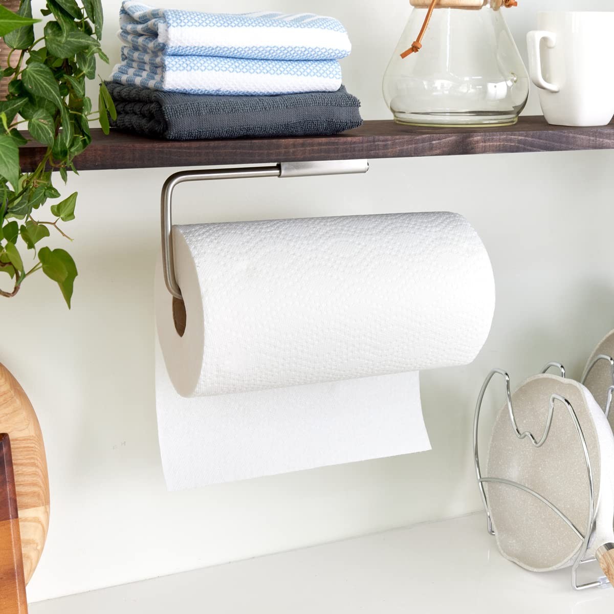 iDesign Forma Wall Mounted Metal Paper Towel Holder - Swivel Roll Organizer for Kitchen, Bathroom & Craft Room - 12