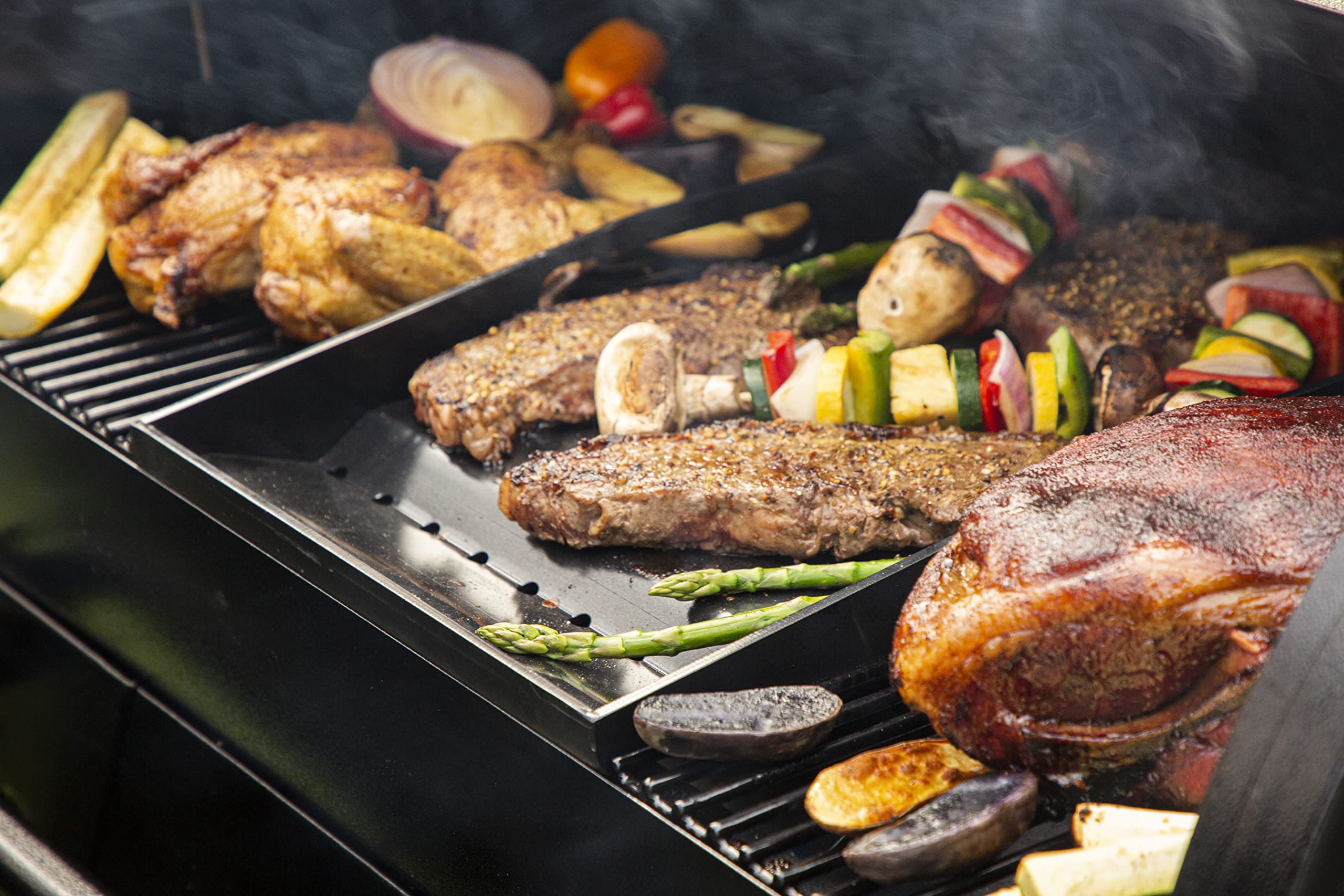 PIT BOSS 700 Series Ceramic Coated Griddle Insert & Cooking Grates Set - Heavy Duty Grill Accessories for Outdoor BBQ, Camping & Backyard Cooking