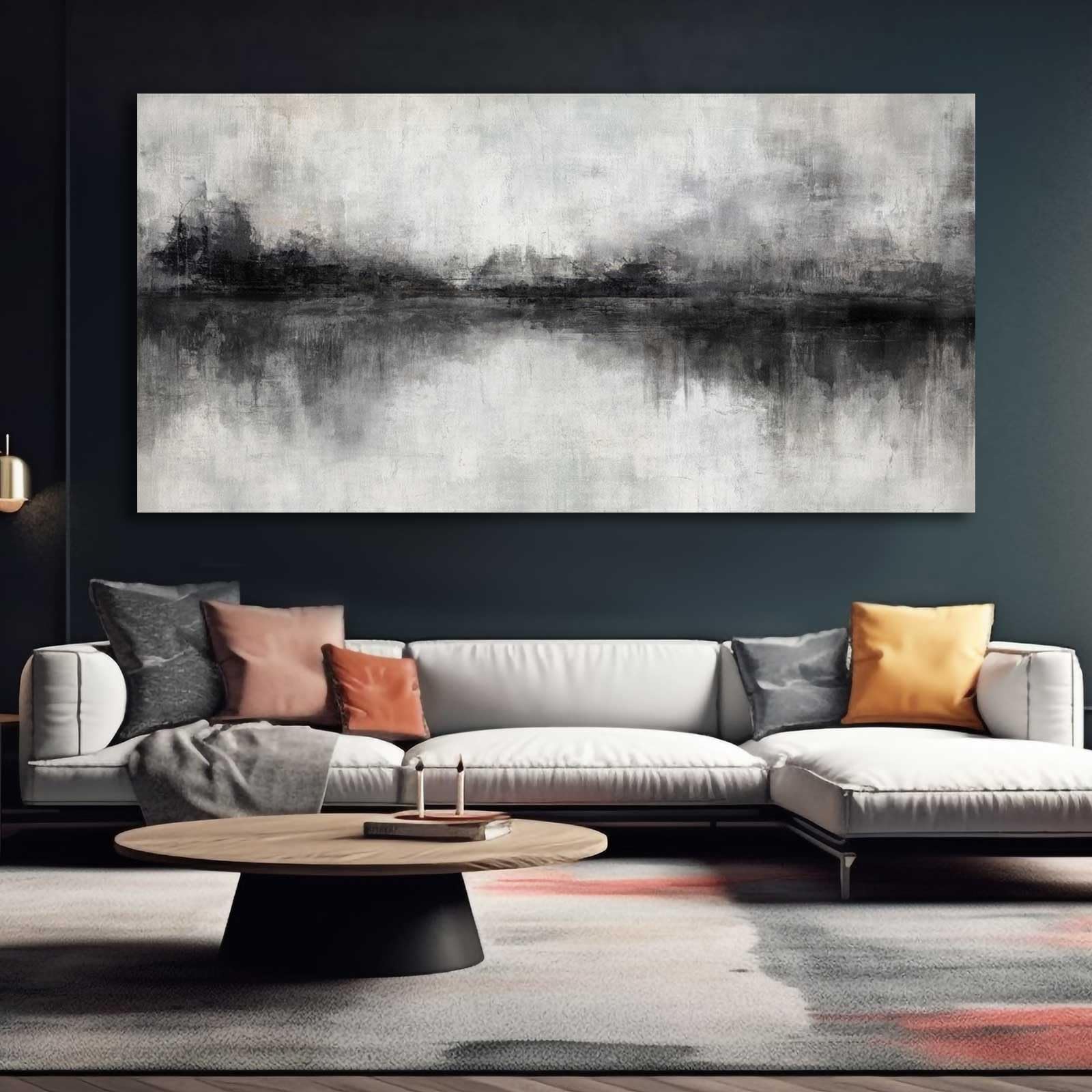 Abstract Black and Grey Canvas Wall Art Print - 29x58 Inch Modern Home Decor for Living Room, Bedroom, Office | Framed Wall Painting & Picture for Contemporary Interior Design