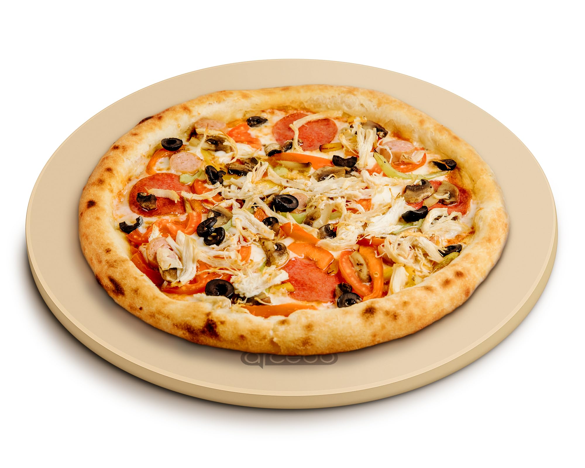 16 Inch Round Cordierite Pizza Stone for Oven - Thermal Shock Resistant Baking Stone for Bread, Pizza & BBQ Grilling - Includes PE Scraper - Perfect for Home Baking, Outdoor Cooking & Restaurant Use
