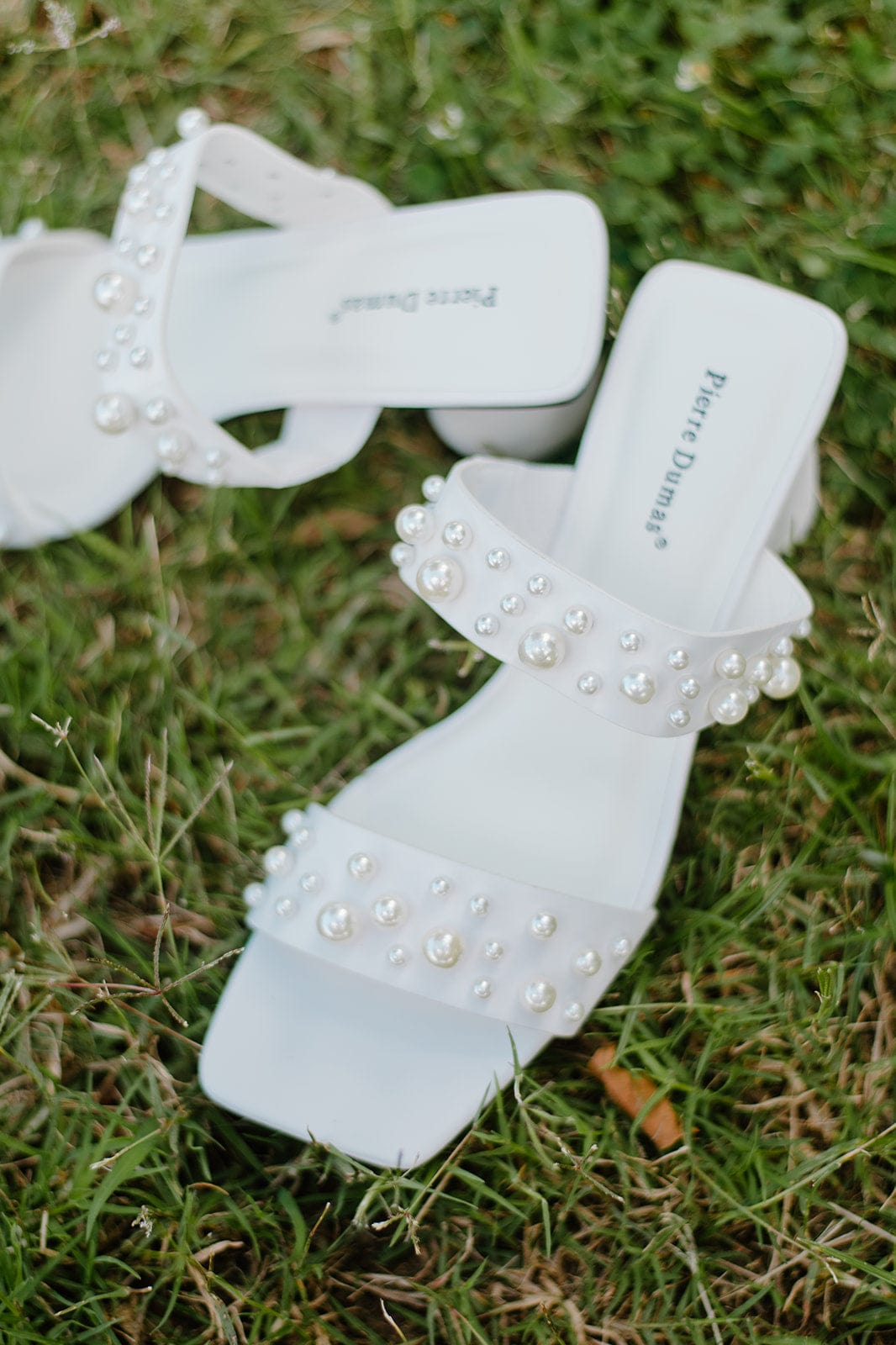 Elegant White Pearl Slip On Heels for Women - Comfortable Dress Shoes for Party, Wedding & Evening Events