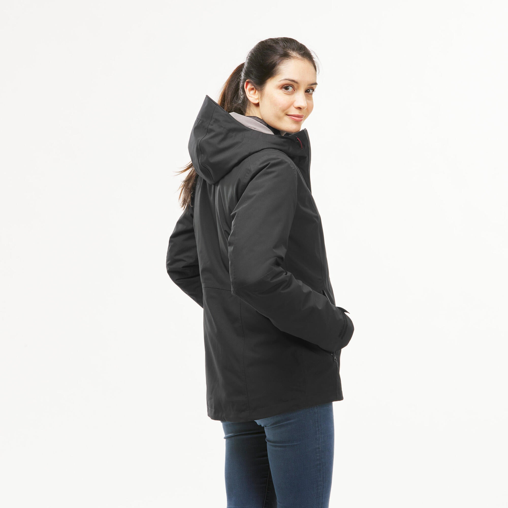 Forclaz Women's 3-in-1 Waterproof Travel Jacket - Lightweight Packable Backpacking Coat for Hiking & Outdoor Adventures (Warm to 17.6°F/-8°C) - Perfect for Camping, Trekking & Winter Travel