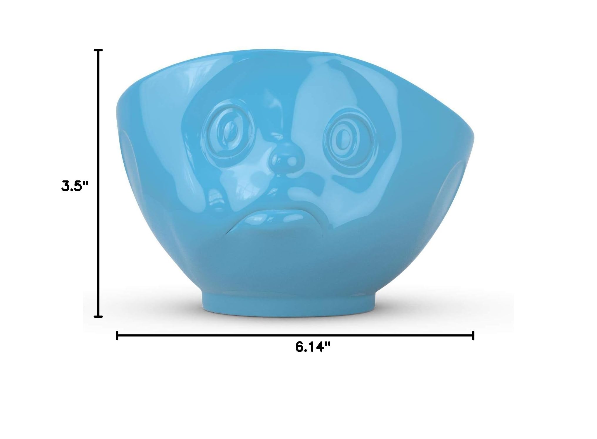 FIFTYEIGHT PRODUCTS Porcelain Cereal Bowl - 16oz Blue Sulking Face Design - Durable Soup & Dessert Dish - Perfect for Breakfast, Snacks & Home Decor (Single Bowl)