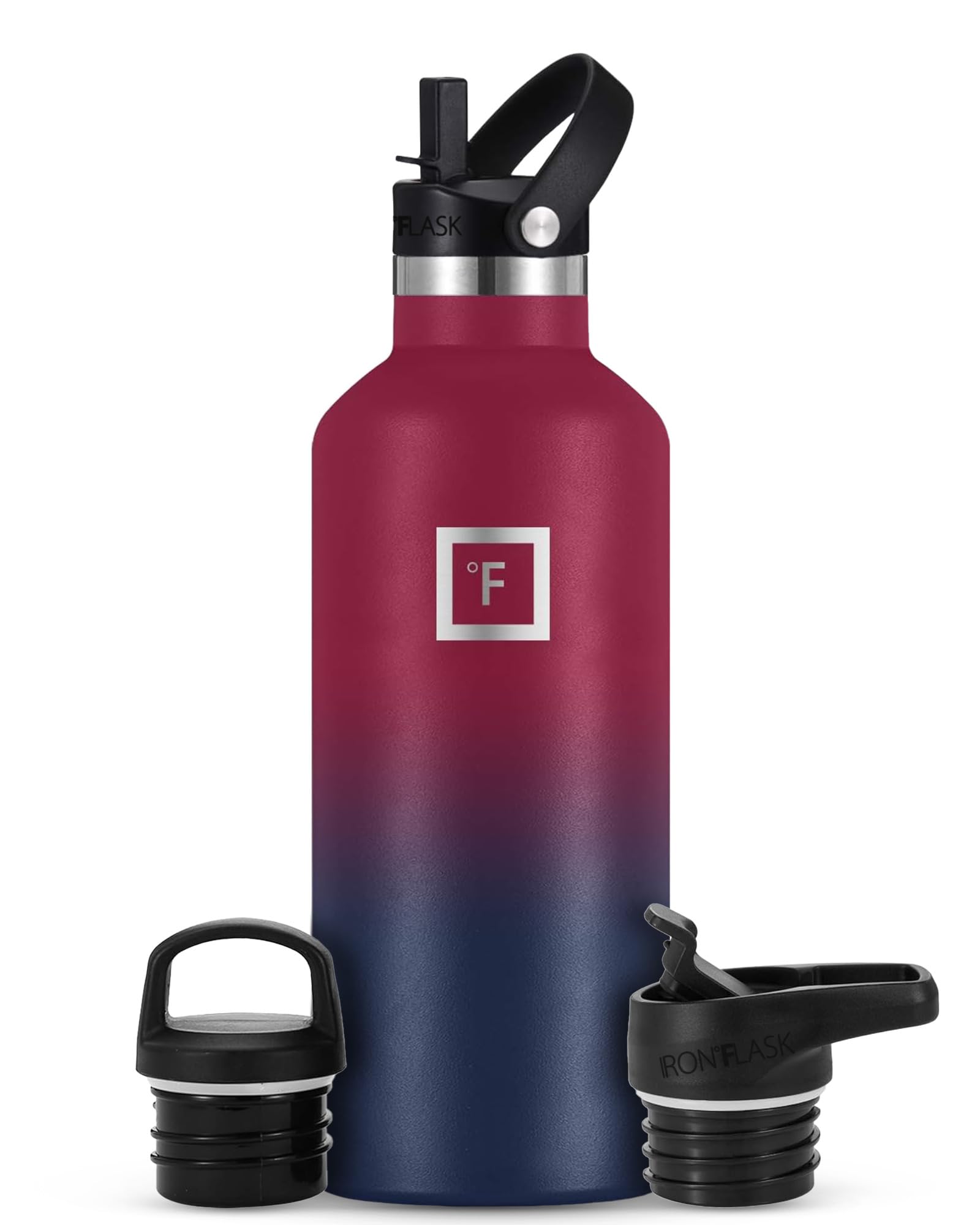 IRON °FLASK 32oz Stainless Steel Water Bottle with Straw - Leakproof, BPA Free, Vacuum Insulated for Hot & Cold Drinks - Perfect for Gym, Hiking, Office & Outdoor Activities (Dark Rainbow)