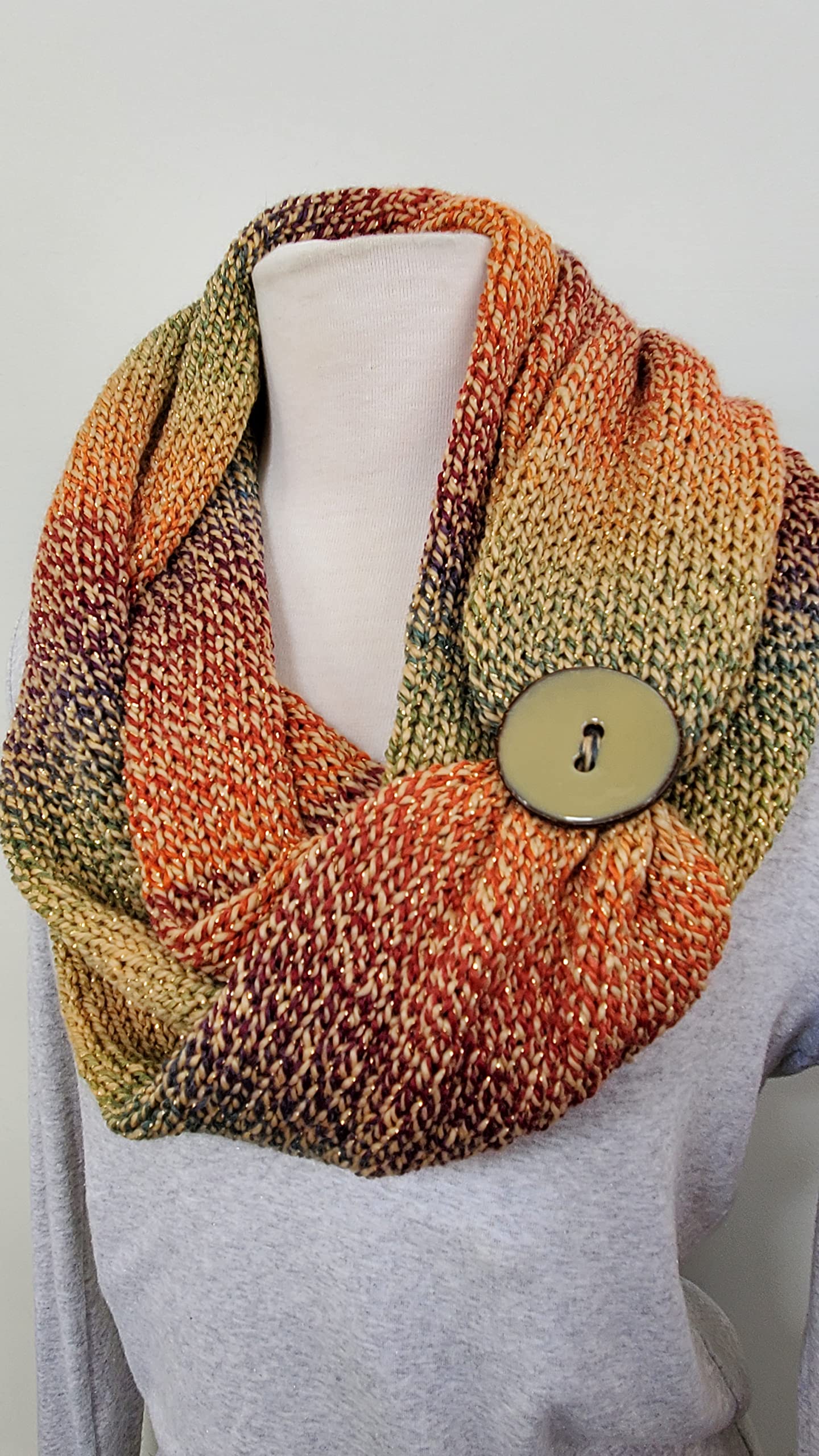 Hand Knit Infinity Scarf - Soft Warm Fashion Loop Scarf for Women - Perfect for Winter, Fall, Office & Casual Outfits
