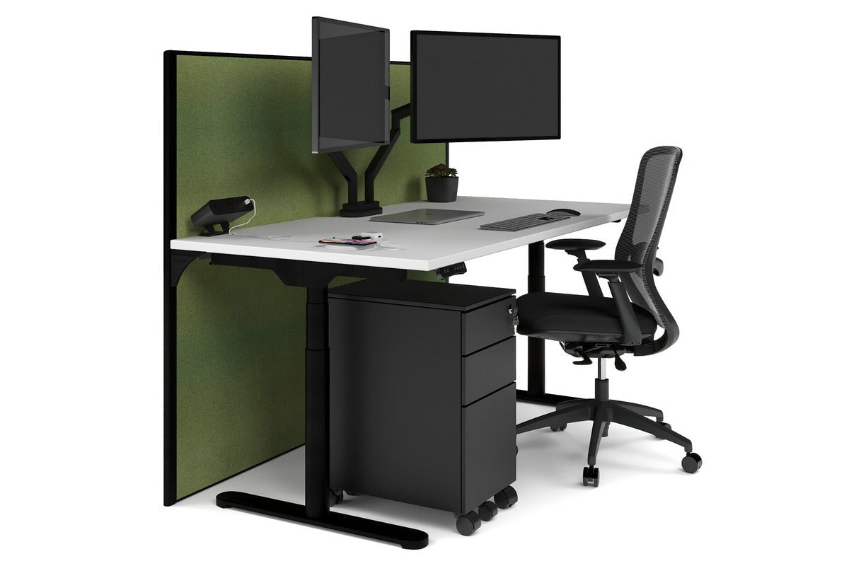 Flexi Premium Height Adjustable Single Workstation Desk - 1600L x 800W with Cable Management Scallop | Ergonomic Standing Desk for Home Office & Workspace